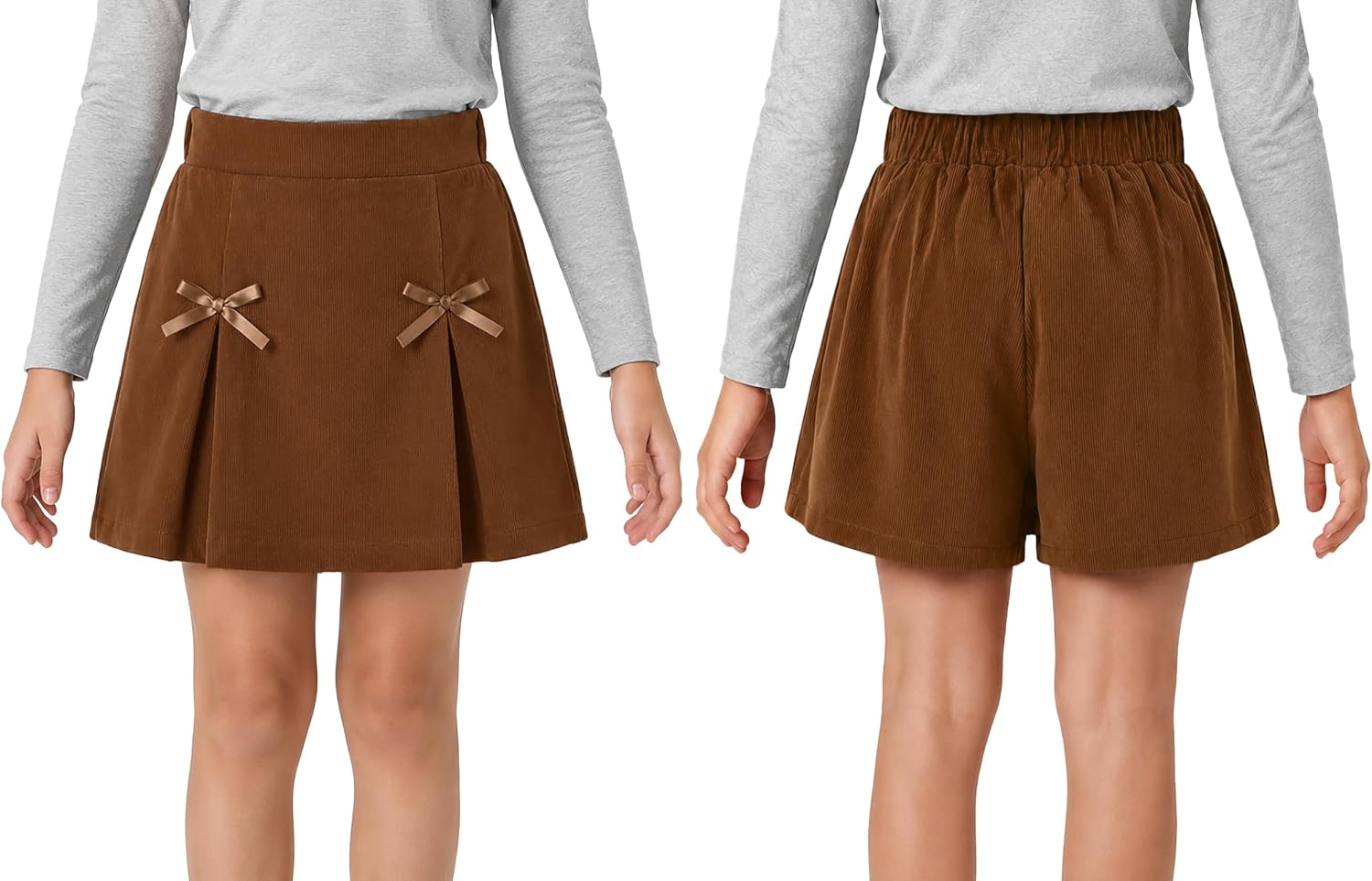 Girls Corduroy Bow Skort Cotton Skirt Shorts Size 6-16
