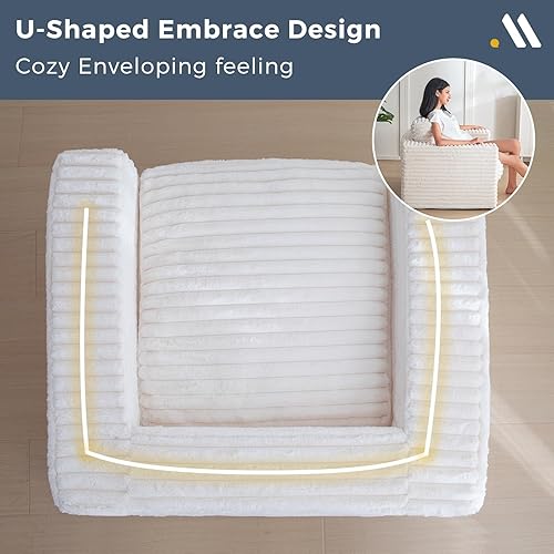 Miniatura 6 de MAXYOYO Puf gigante para adultos, sofá tapizado de suelo con almohadas y reposabrazos, puf grande de felpa, sofá para dormitorio, sala de estar,