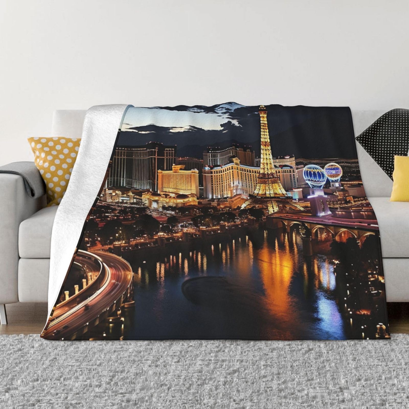 Couverture en polaire douce Las Vegas pour canapé lit toutes saisons