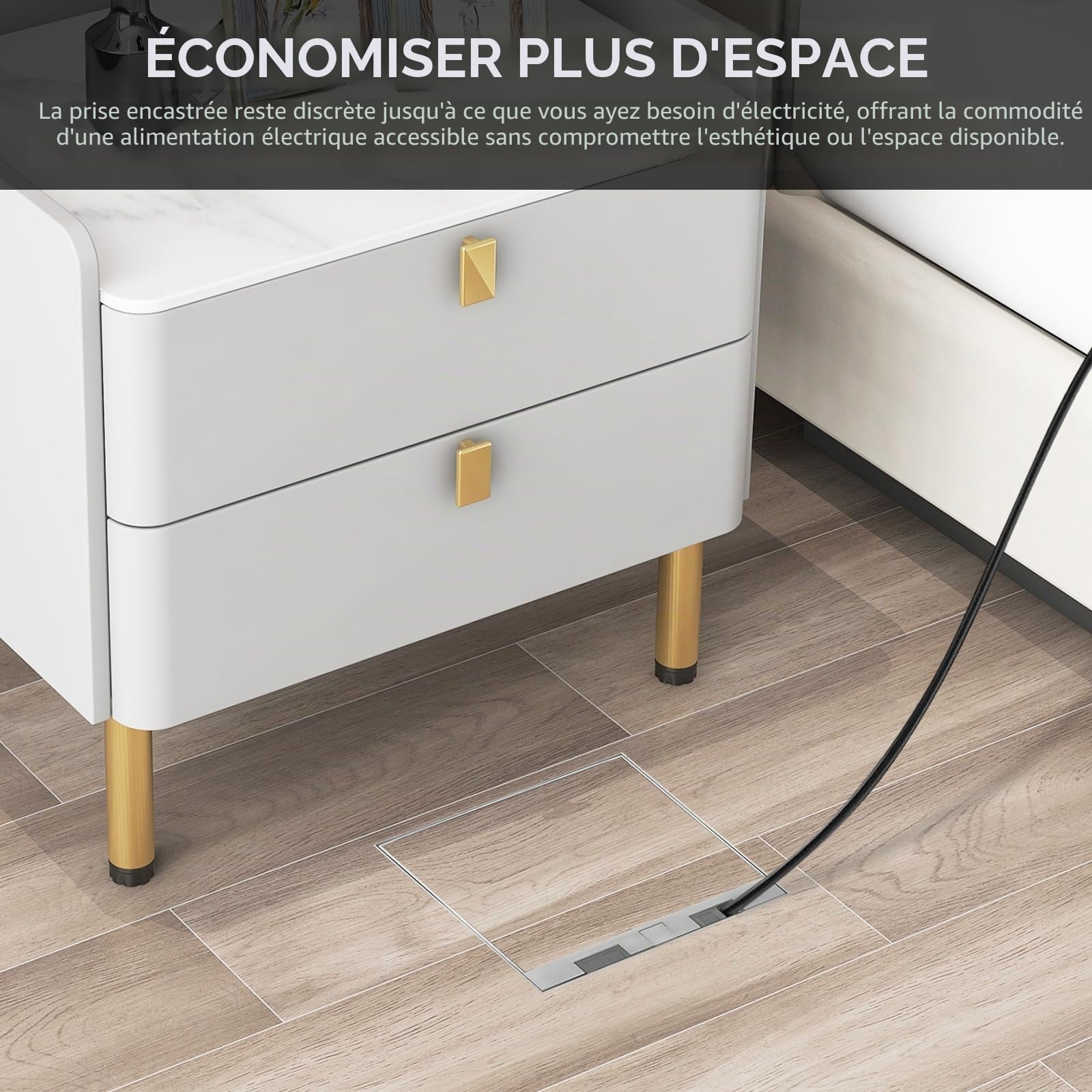 Prise de Sol en Acier Inoxydable, 4000W/16A Prise Encastrable étanche, Boîte de Prise Encastrée au Sol, Inserts Optionnels à Monter Soi-même,6 Compartiments, 200 * 200 mm