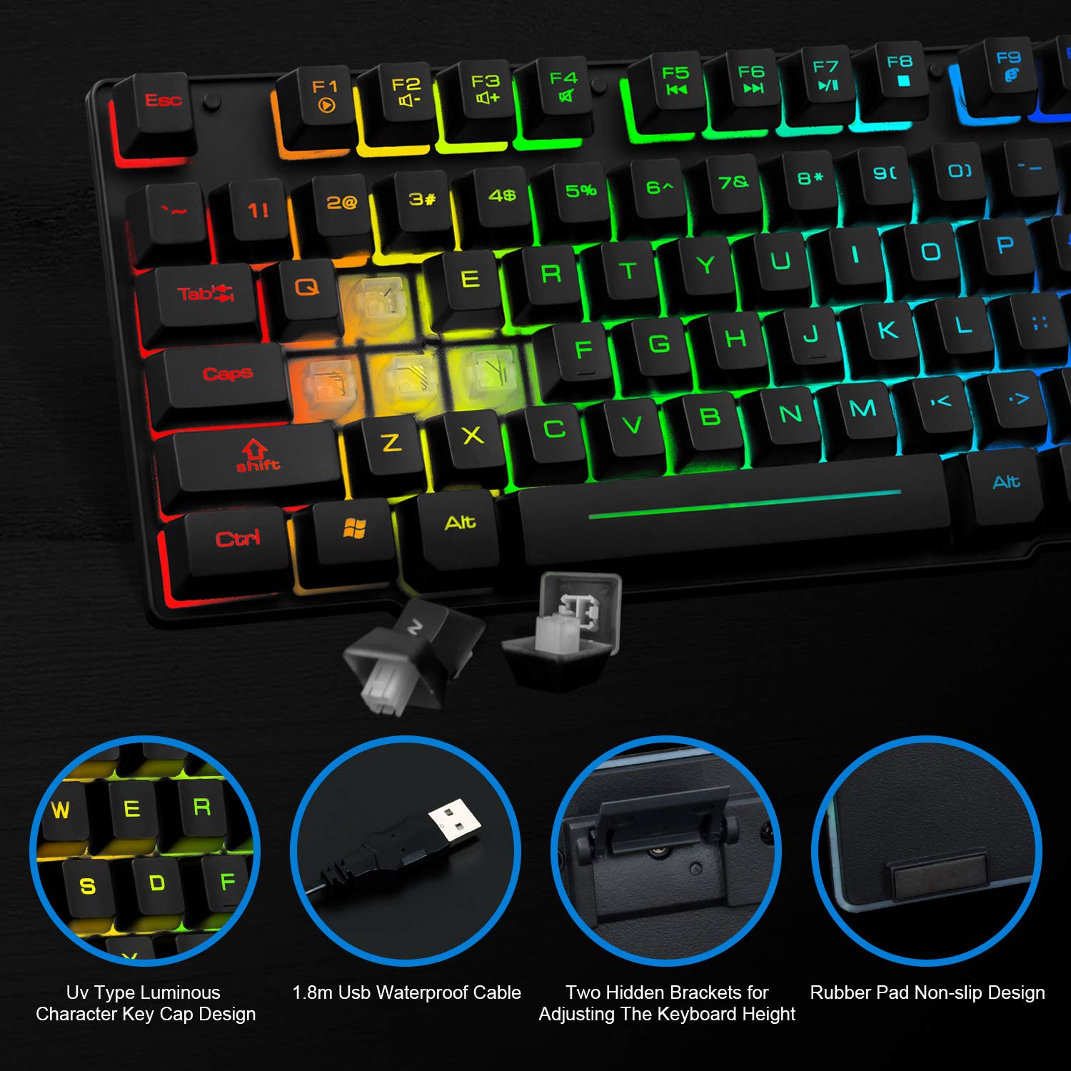 RGB Gaming Keyboard and Mouse Combo CHONCHOW 991b Rainbow Led Backlit 7