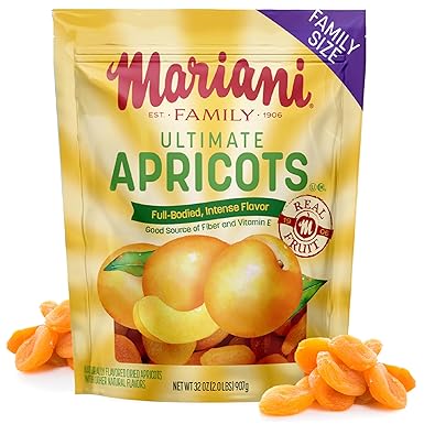 Mariani Ultimate Dried Apricots - 32oz Bulk Family Value Size, Dried Fruit, No Sugar Added, Non-GMO, Gluten-Free, Resealable Pouch, Great for Snacking & Baking, Soft & Sweet Mediterranean Dry Apricots