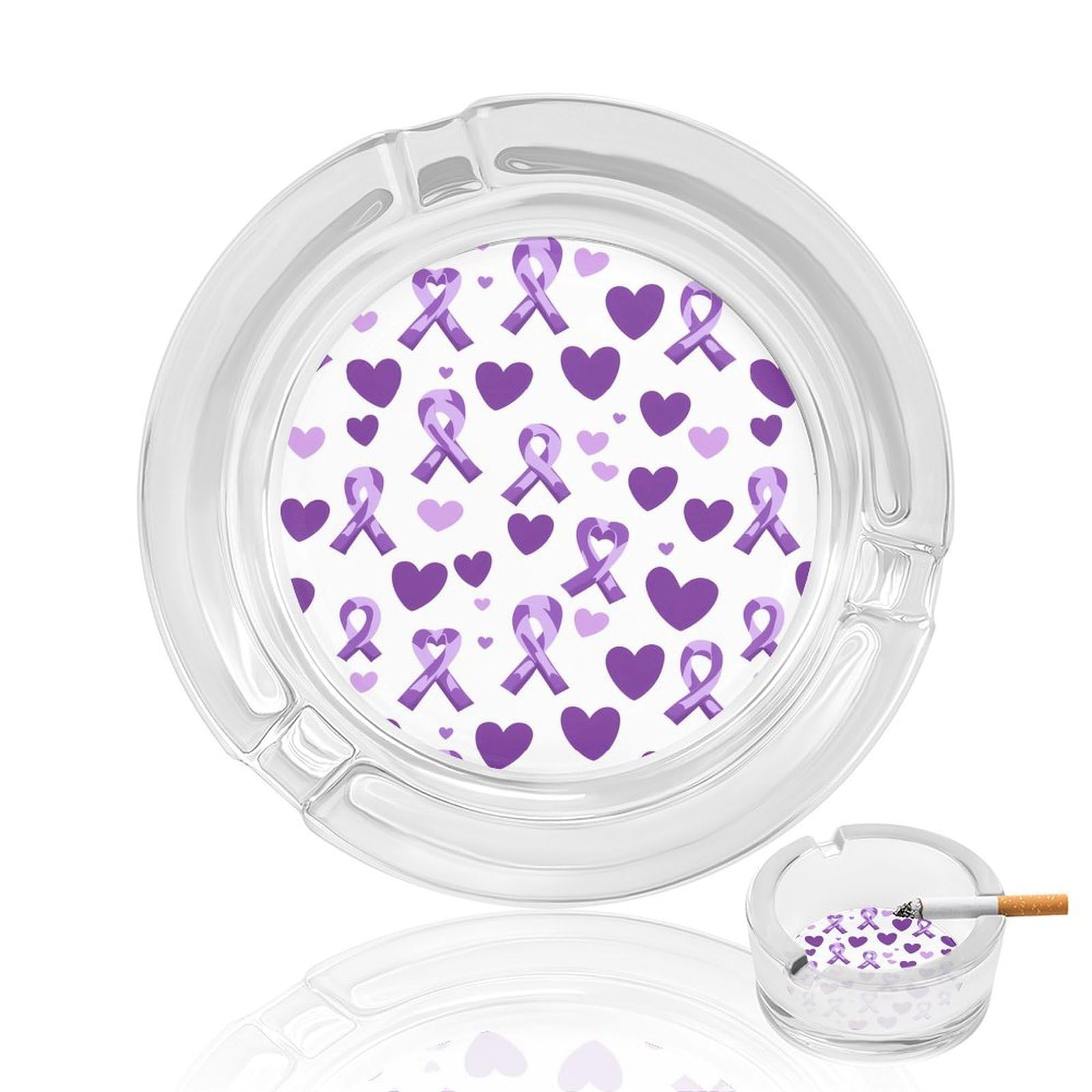 Nclqvjxzkhw Style Alzheimer Cancer Awareness Ribbons Glass Ashtray Round Ash Tray Smoking Trays For Home Garden Outdoor