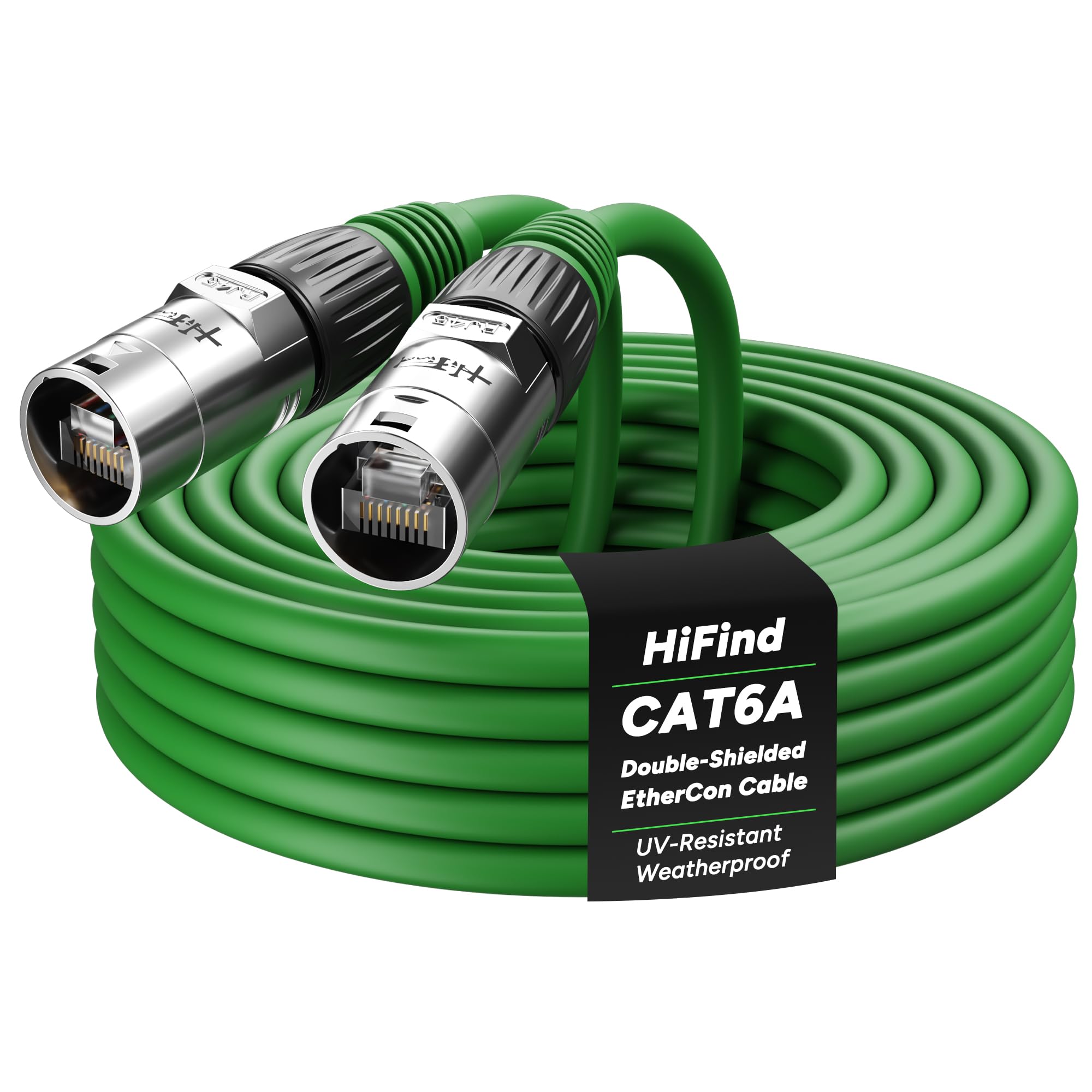 Câble Ethernet blindé CAT 6A de 30,5 m, câble Ethernet professionnel compatible audio et éclairage RJ45 CAT 6, connecteur de verrouillage, OFC S/FTP anti-UV extérieur pour applications de mise en