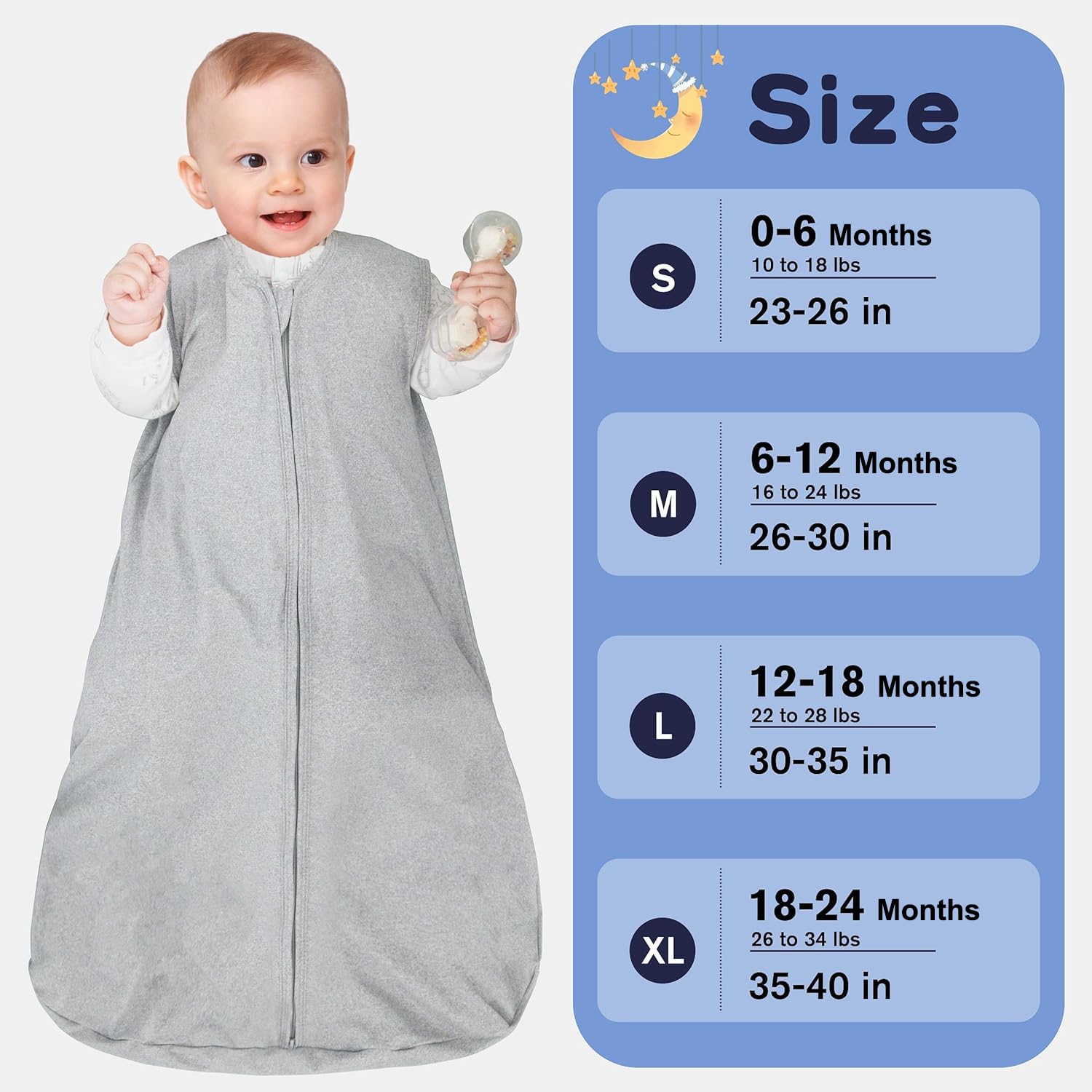 GUNTAIL Baby Sleep Sack 6-12 Months - 100% Rayon Cotton Wearable Blanket, TOG 0.3, 2-Way Zipper (Medium, Galaxies)