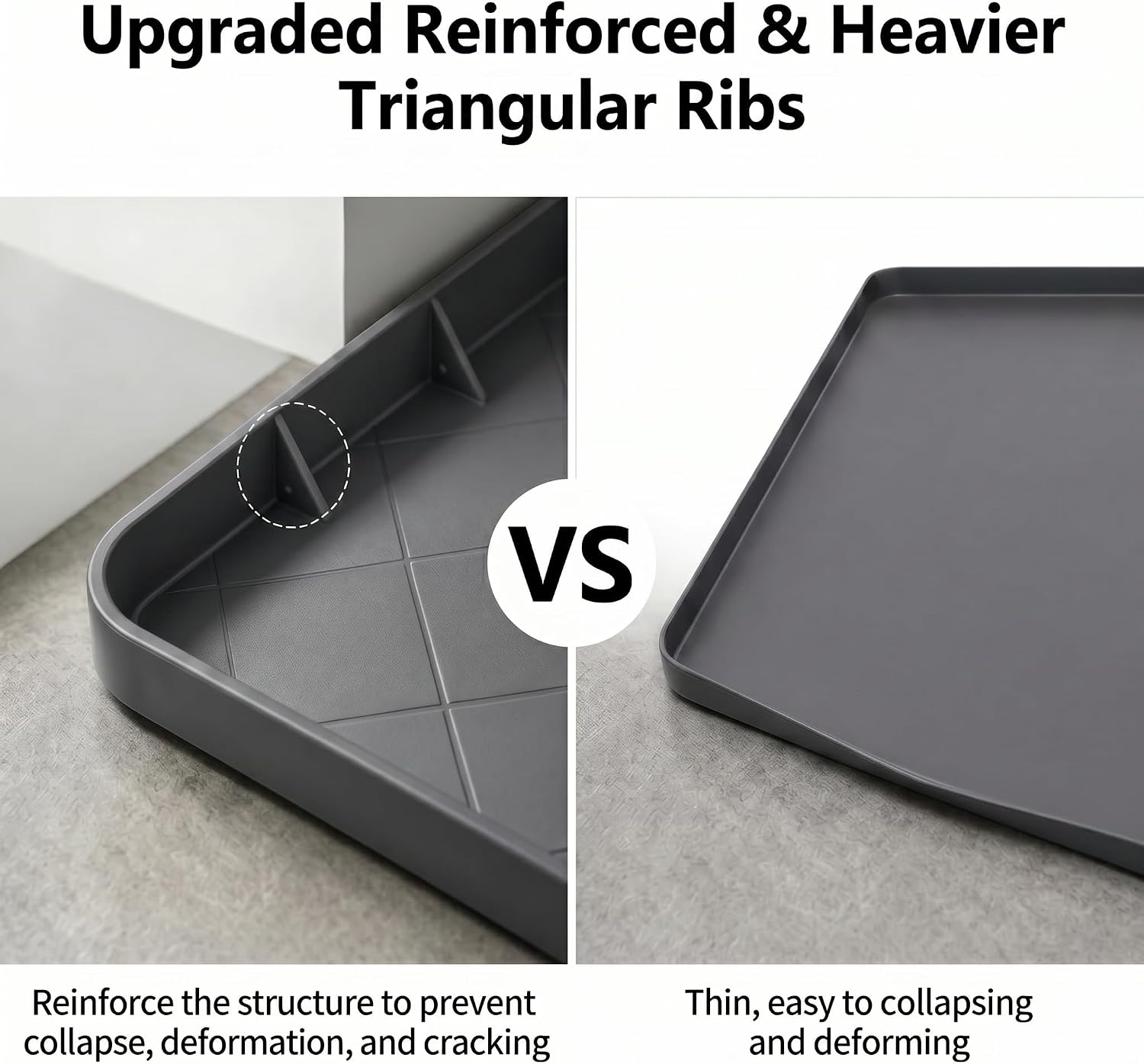 Washing Machine Drain Pan Silicone Mat, 32"x30" 1" Raised Edges Non-Slip Waterproof Washer Drip Tray for Under Washer & Dryer,Anti-Vibration Floor Protector for Refrigerator,Water Dispenser
