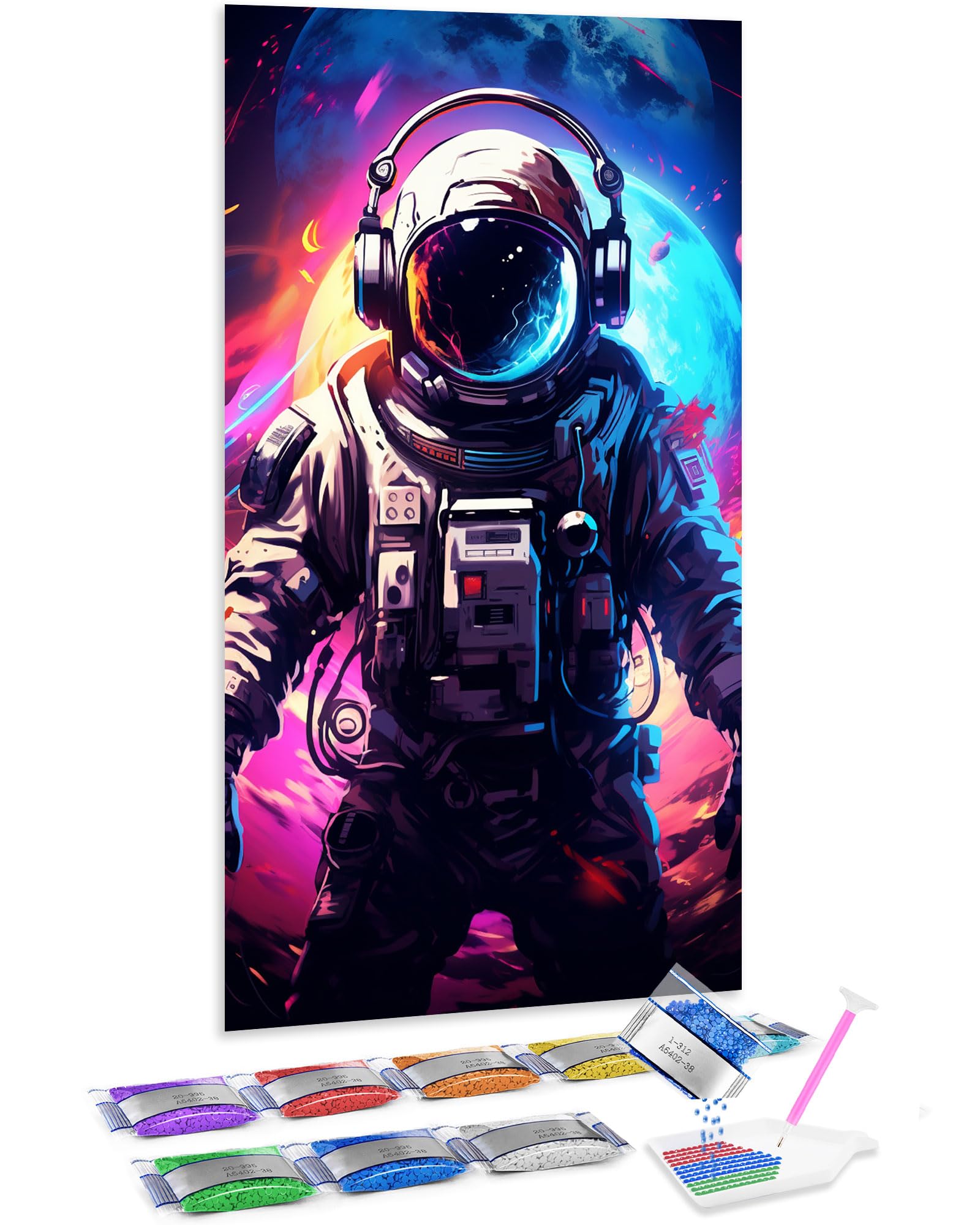 Kit completo Jumpdot de diamond painting 5D con diseño de astronauta 8