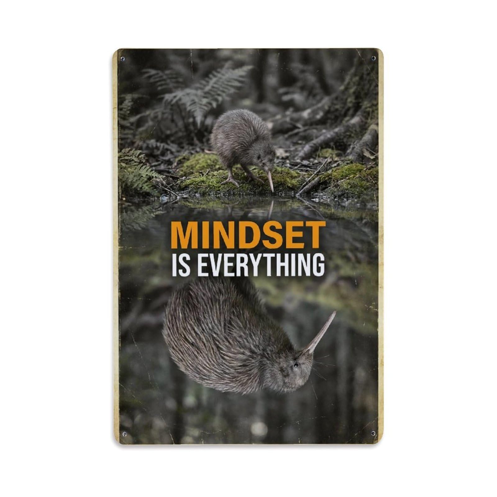 Mindset Is Everything Kiwi Bird Animal Motivation Quote Metal Tin Sign
