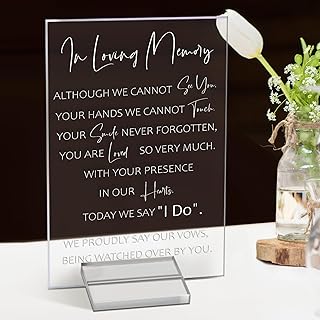 Chunful in Loving Memory Wedding Sign Acrylic Memorial Table Sign for Wedding Wooden Decor for Ceremony and Reception(Bright)