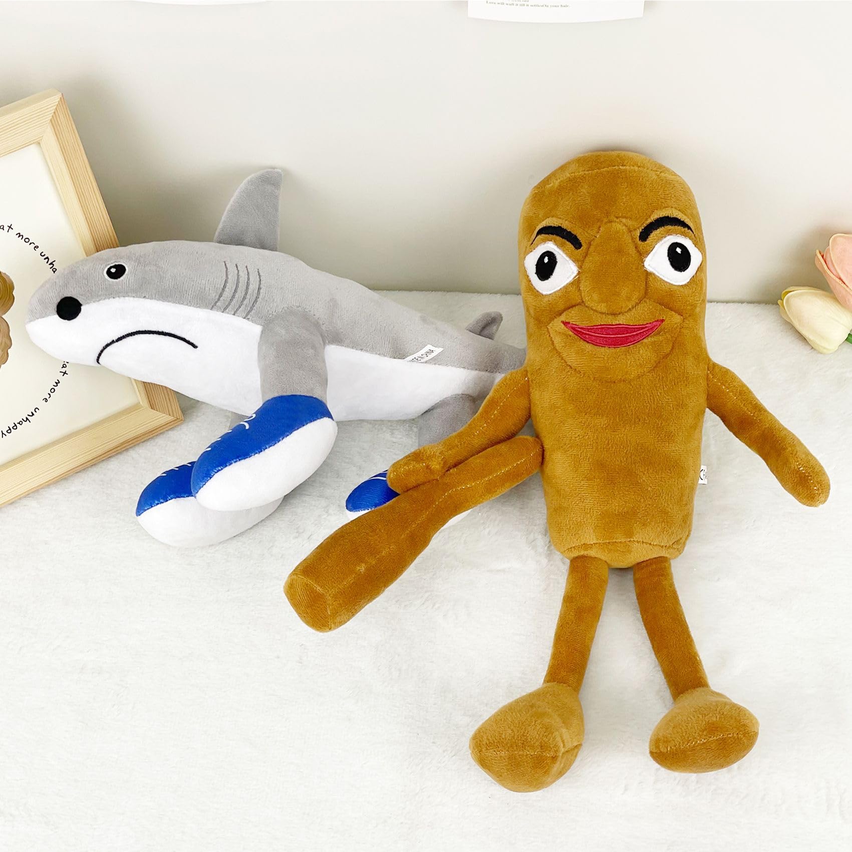 HNIEHEDT Peluche Tung Tung Tung Sahur, Squalo Tralalero, Divertente Squalo Italiano Meme Figure Animali Peluche Regali di Compleanno per Bambini e Fan (B)