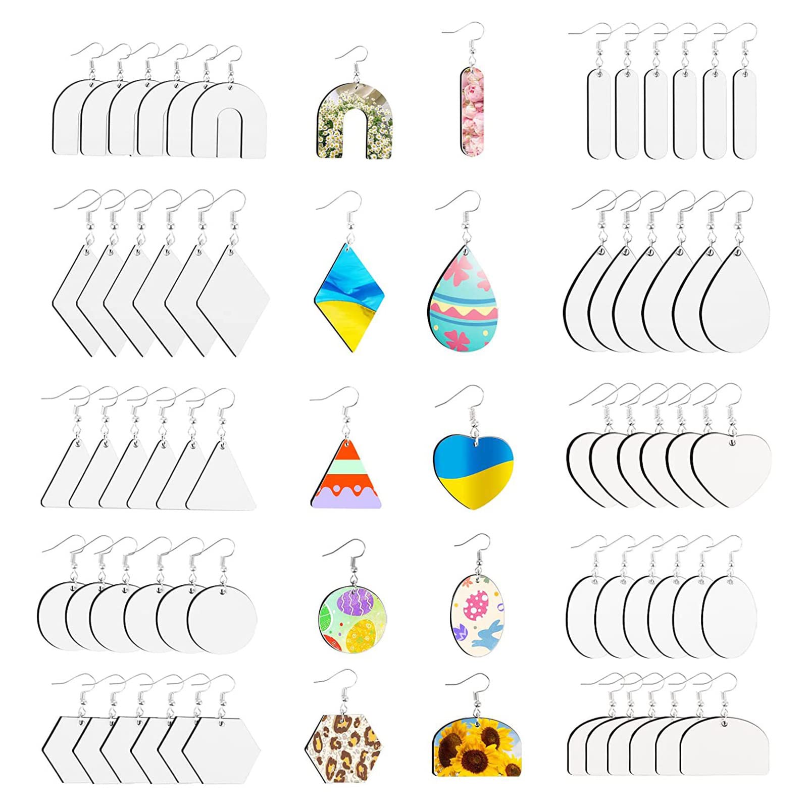 60x Sublimation Blanks Products Earrings With Earring Hooks Jump