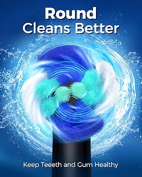 Rotating Electric Toothbrush for Adults, 8 Heads 2 Types, 4 Modes, Black