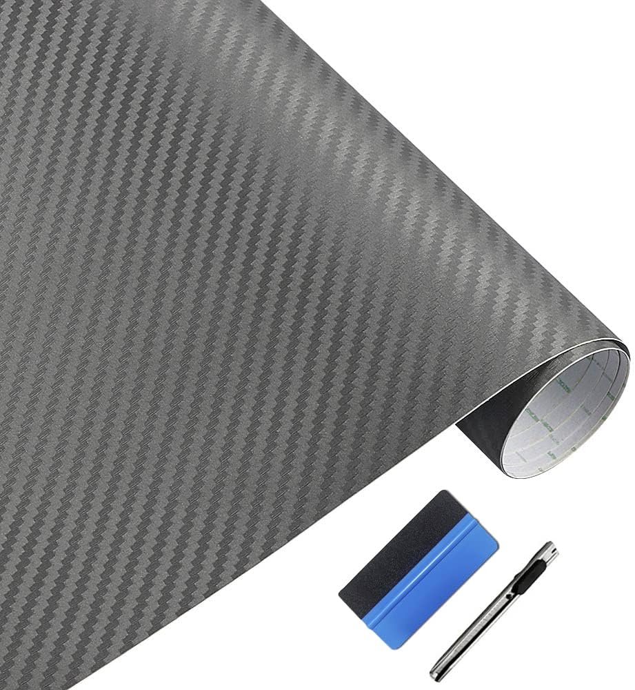 LZLRUN 3D Carbon Fiber Vinyl Wrap Roll with Air Release