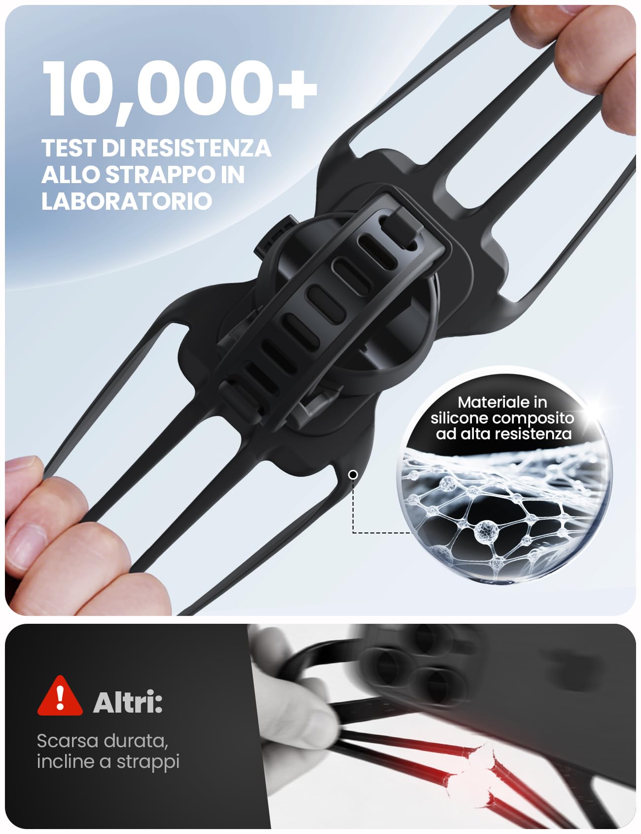 JOYROOM Porta Cellulare Bici [Rimovibile & Silicone Antishock] Supporto Telefono Moto Ruotabile a 360° Portatelefono da Scooter per iPhone 17 16 15 Samsung Smartphone 4,7-7 Pollici