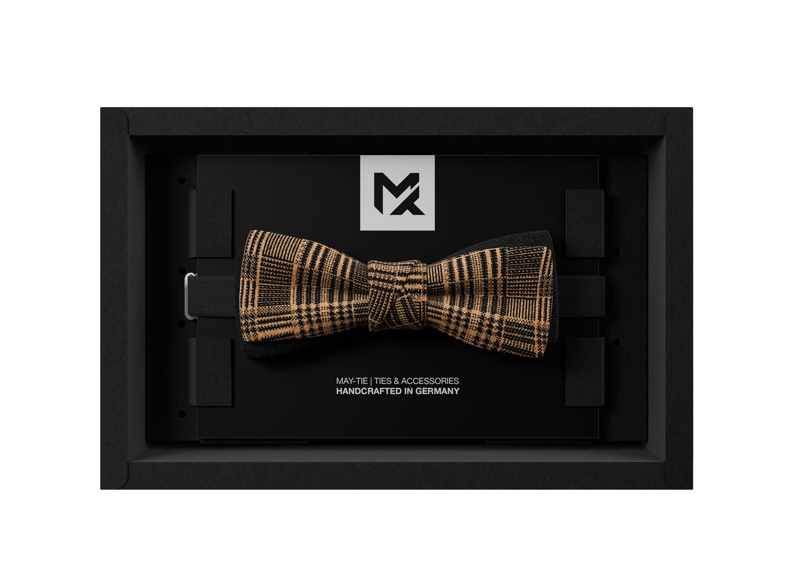 Herren-Fliege aus Leinen + Kork | Classic Karo Schwarz | Vegane Leinenfliege | Batwing Twist Selbstbinder-Optik | Hochzeit & Festliche Anlässe | Handgefertigt