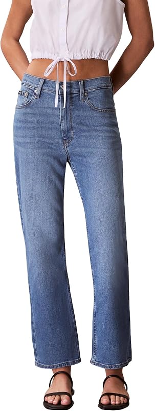 jeans con corte tipo bota al tobillo de talle alto para mujer