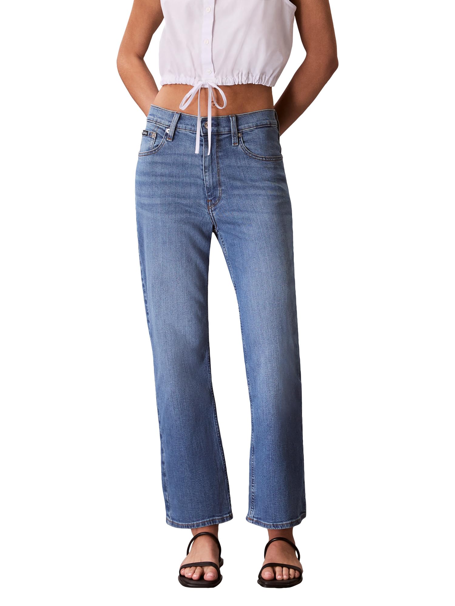 Womens High Rise Ankle Bootcut Jeans
