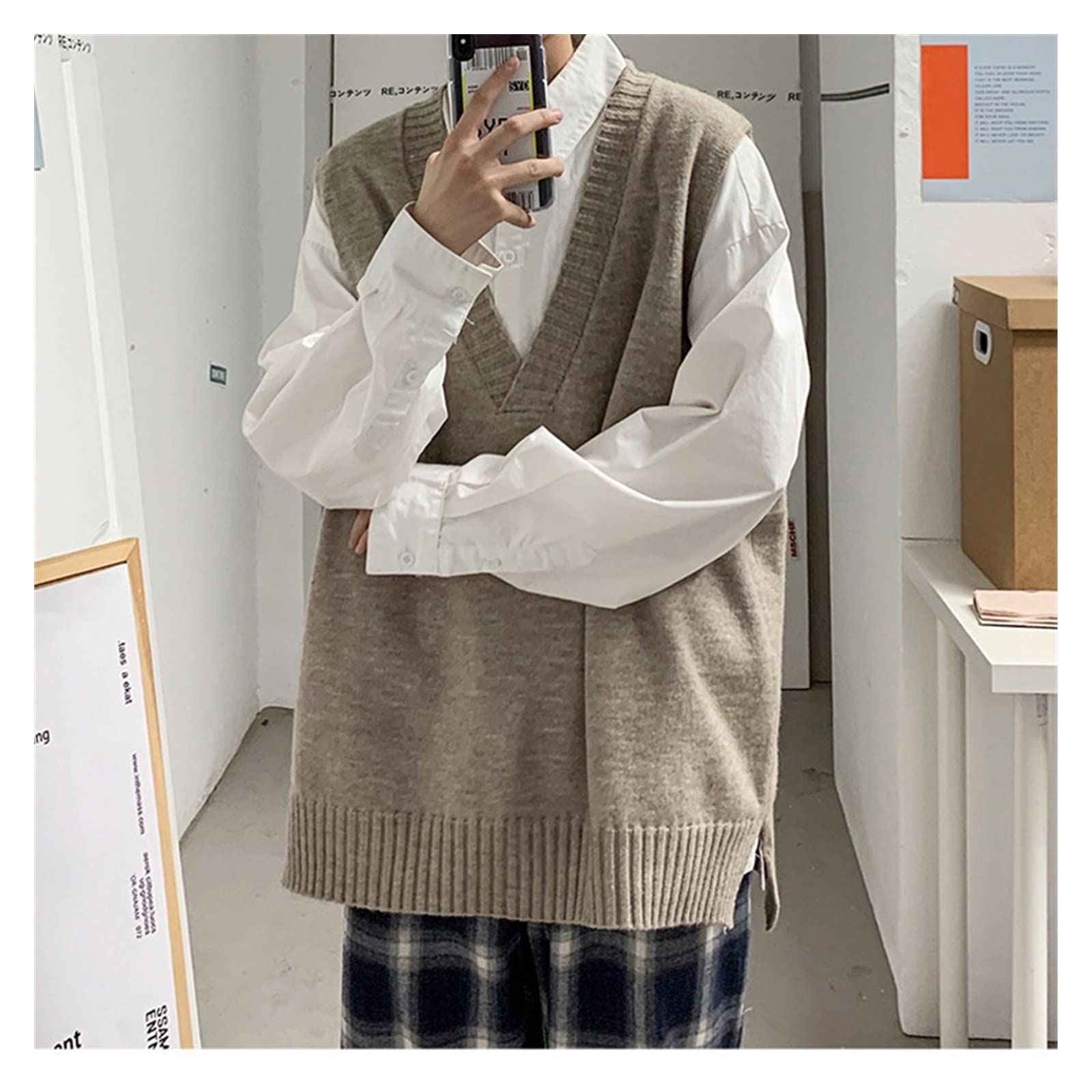 Amazon.co.jp: N/A メンズニットセーター春秋のカジュアルベスト韓国人