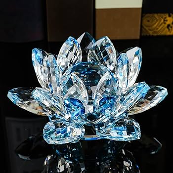 Amazon.co.jp: 蓮の花 クリスタル ガラス 置物 インテリア ハス