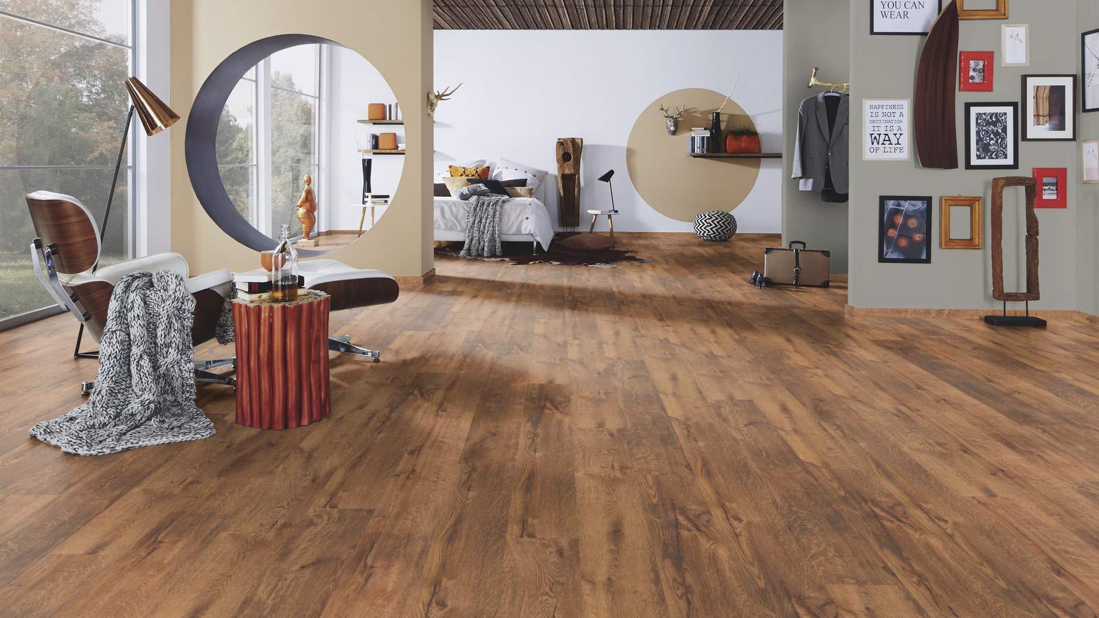 Laminatboden TRECOR® Classic 7 mm Stark, Klicksystem, NK AC3/31 - Garantie 15 Jahre - Format: 1285 x 190 mm - Fußbodenheizung geeignet - Sie kaufen 1 m² (Laminatboden | 1 m², Trend Oak Dark)