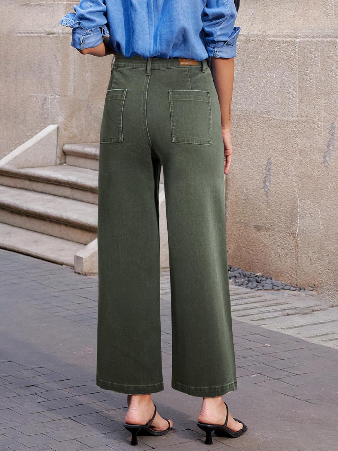 Sidefeel Women’s Wide Leg Jeans High Waisted Stretchy Jeans Straight Leg Loose Fit Zimbaplatinum Ankle Denim Pants