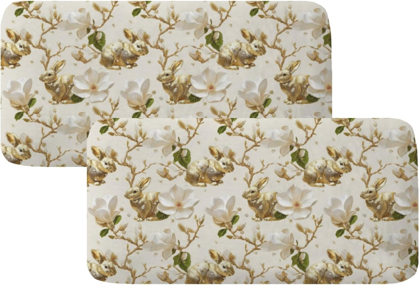 Golden Bunnies Magnolia Loveseat Covers Couch Covers for 2 Cushion Couch, 2-Piece Stretch Sofa Slipcovers Anti-Slip Washable Furniture Protectors for Dogs Pets