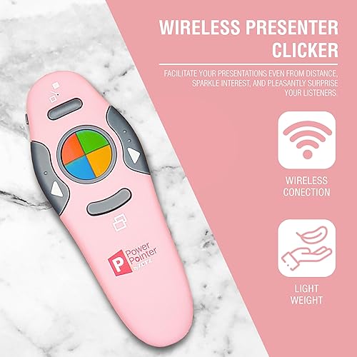 Miniatura 7 de PowerPoint Presentation Clicker, control remoto inalámbrico USB con puntero Lazer, negro, para Microsoft Power Point RF 2.4 GHz (crema)