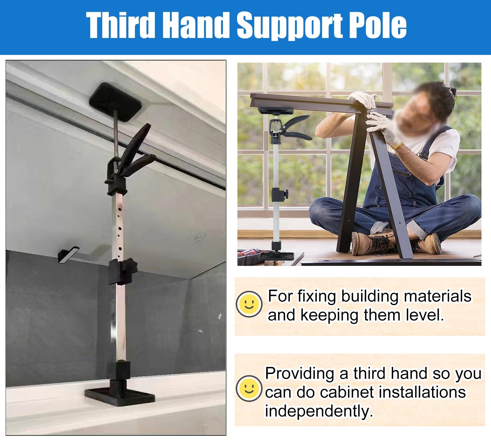 Puntales Extensibles Varilla de Elevación de Acero Inoxidable Ajustable, Herramienta de Elevación Manual para Instalar Gabinetes, Poste de Soporte de Elevación Telescópico para Marco de Puerta(3pcs,28
