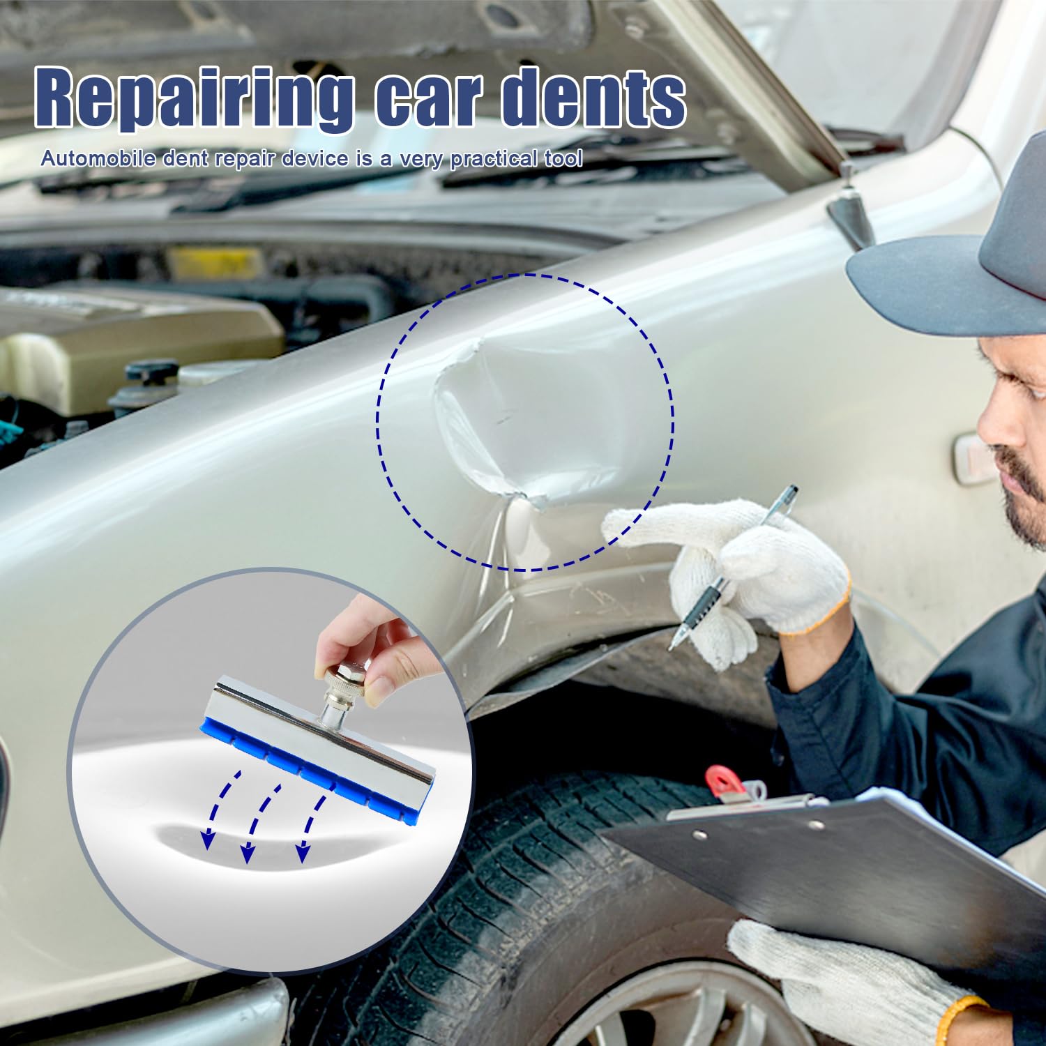 Kit Ripara Ammaccature, Tirabolli per Carrozzeria, Kit Levabolli Auto Professionali, Tira Bolli da Carrozzeria, per la Riparazione delle Ammaccature dei Veicoli, Blu, 6 Pezzi
