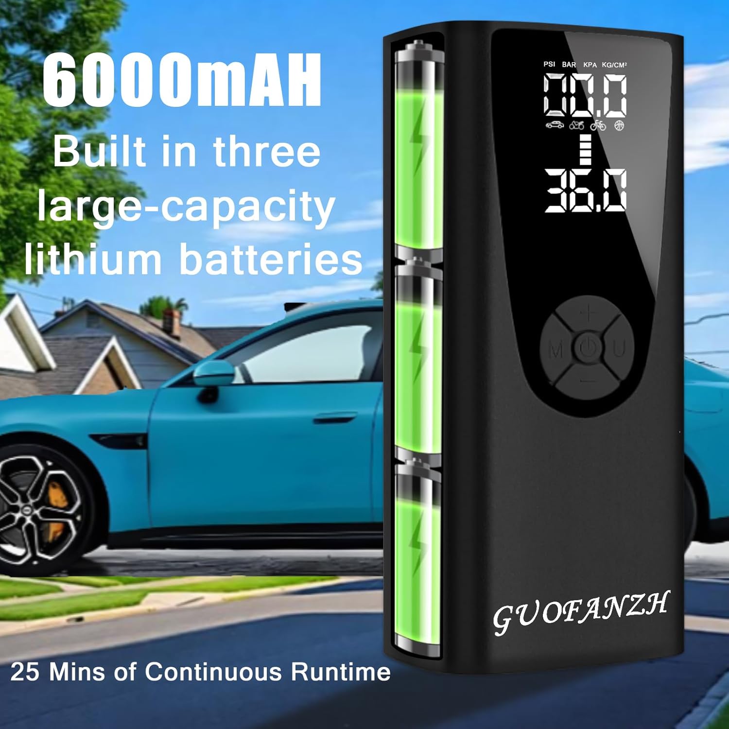 Tire Inflator Portable Air Compressor,4X Faster & High-Capacity Battery,150PSI Cordless Air Pump for Car,Motorcycle,Bike Pump,Basketball & Sports Balls,with LED Light,Air Digital Pressure Gauge