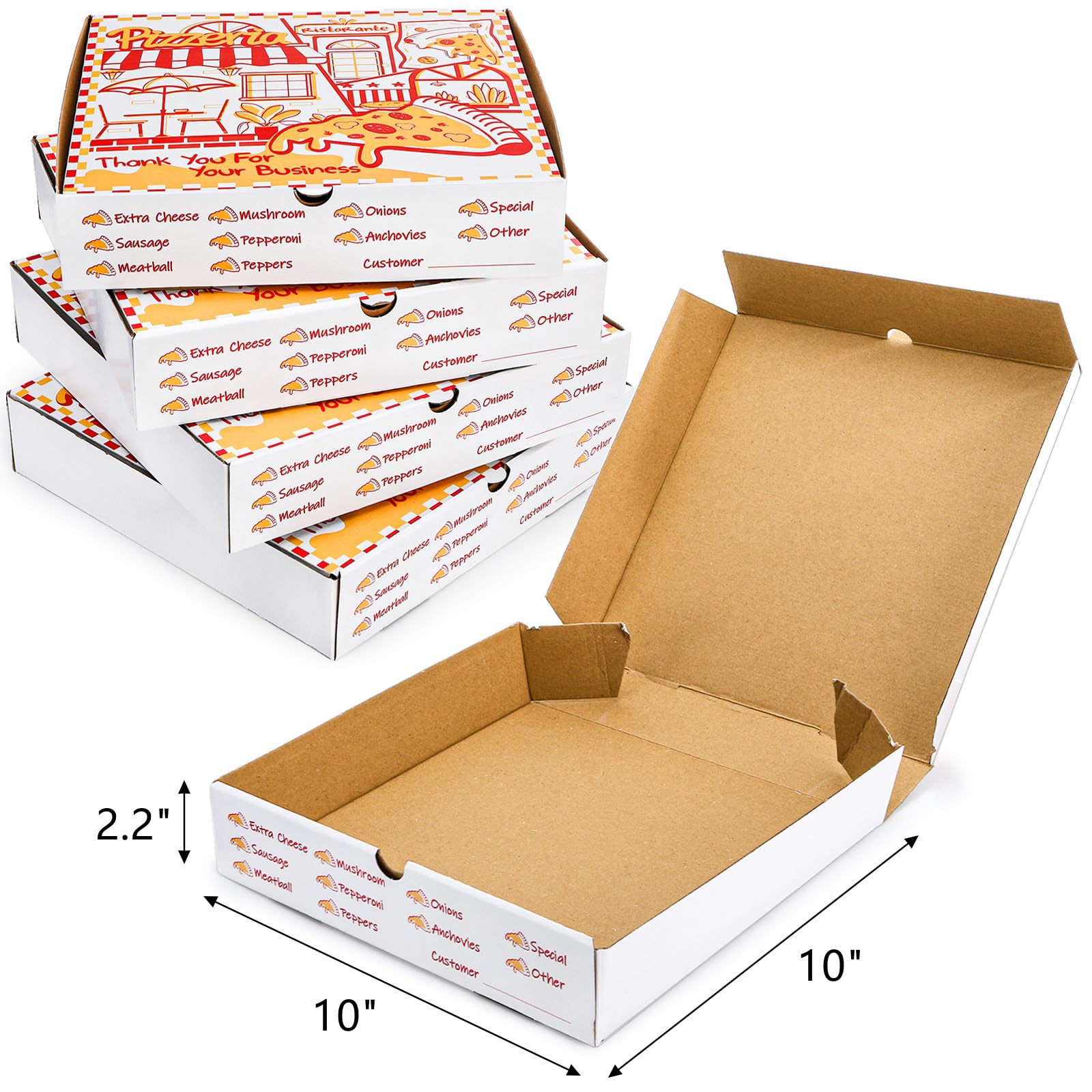 ZEAYEA Paquete de 40 cajas de pizza de 10 x 10 pulgadas, cajas de cartón blanco para pizza, resistentes a la grasa, recipientes de comida para fiestas de pizza, galletas, bodas, restaurantes