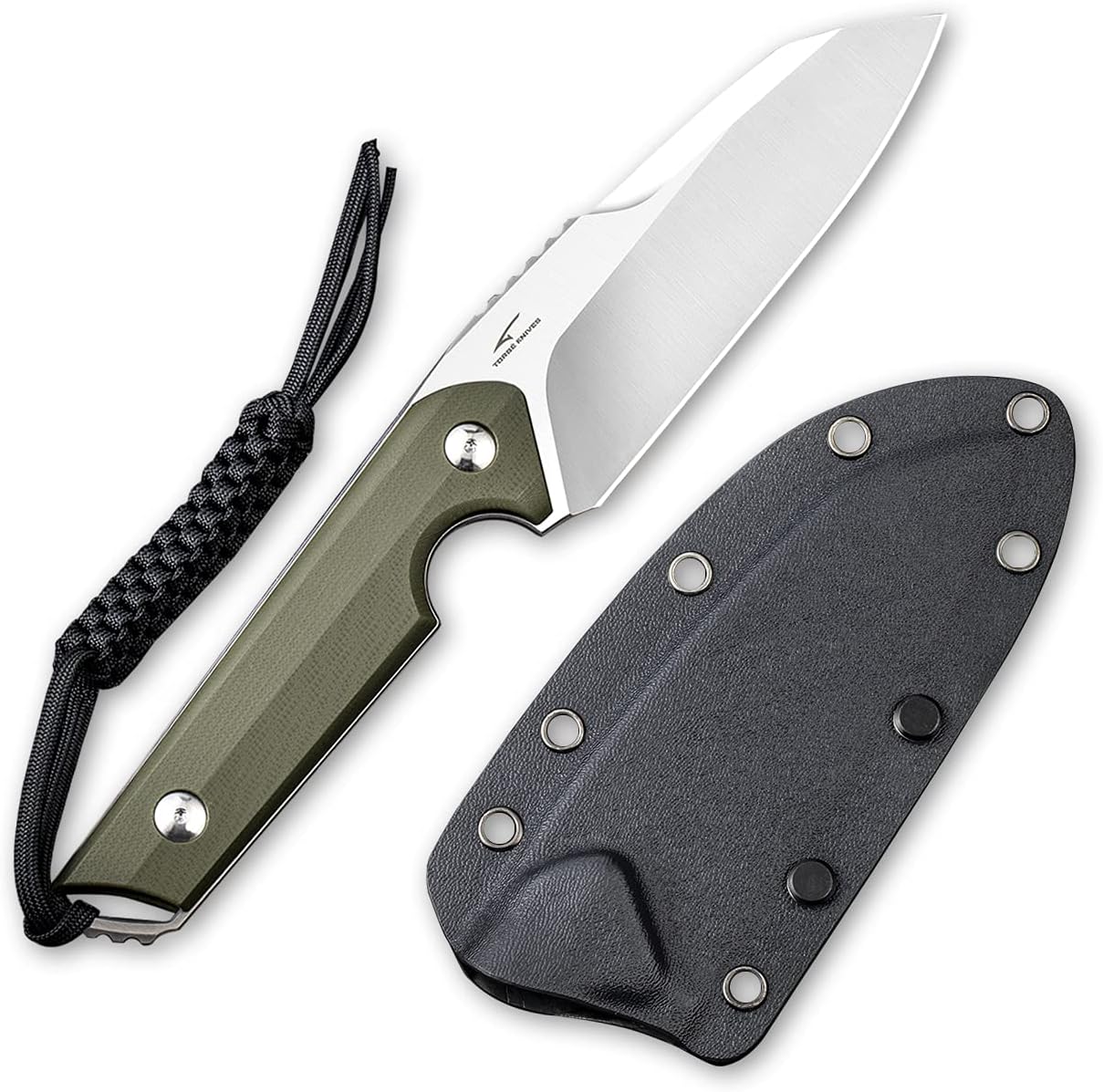 CIVIVI Kepler Fixed Blade Knife, 4.48" Blade G10 Handles, Belt Knife with Kydex Sheath, Lanyard, Clip for Men Outdoor Activities C2109A (OD Green)