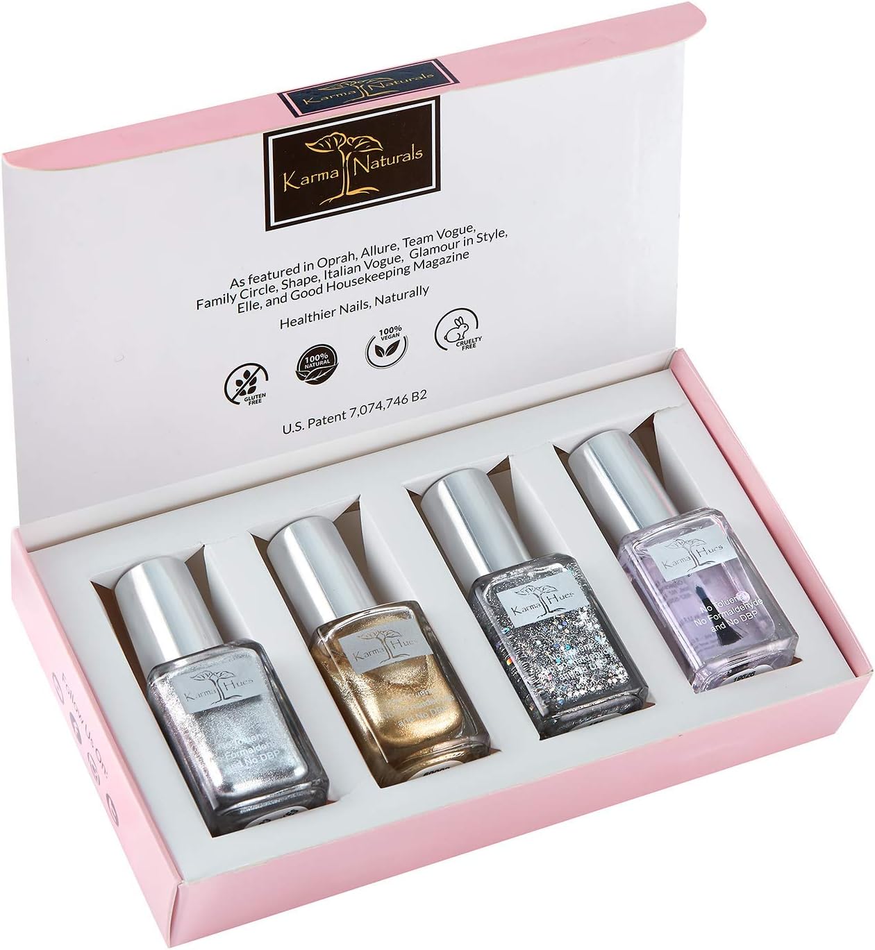 karma organic Beautiful Natural Nail Polish Set- Non-Toxic Nail Art, Vegan and Cruelty-Free Nail Paint