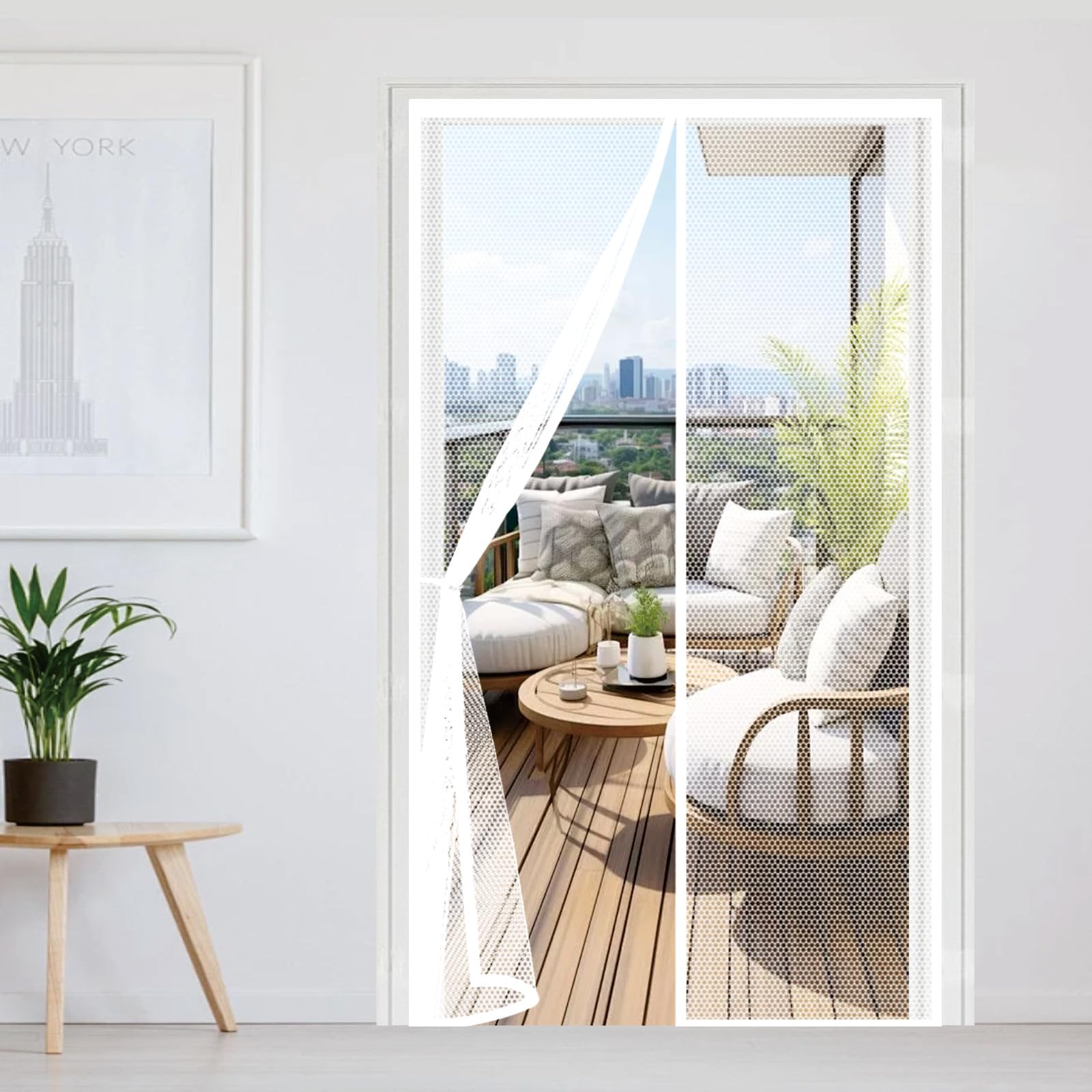 Moustiquaire aimantée blanche pour porte extérieure de terrasse
