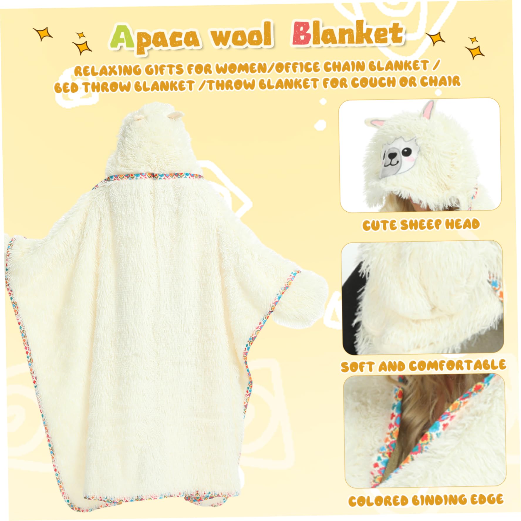 Manta Portable con Capucha de Manta de Invierno de Alpaca Suave y esponjosa para Adultos para Mujeres dormitorios de Adultos
