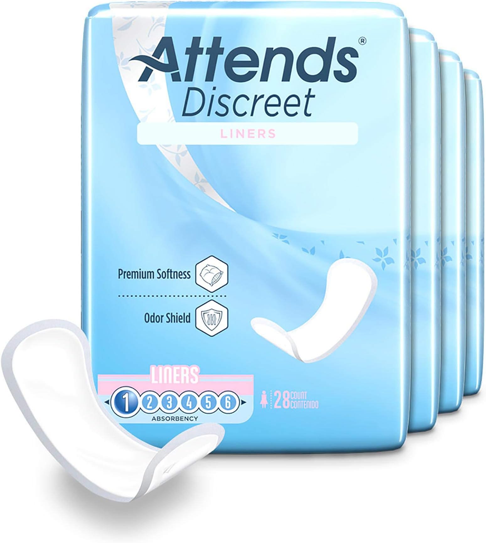 Attends Discreet 6" Liners - 24 Pack
