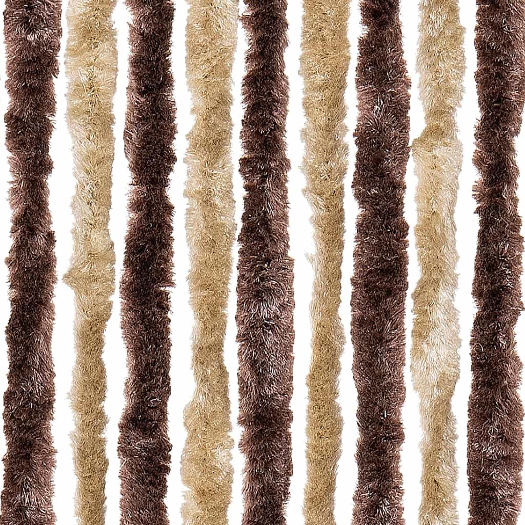 Insektenschutzvorhang für Wohnmobil und Wohnwagen - Chenille Fliegenvorhang 56x185 cm - Flauschvorhang als Türvorhang und Sichtschutz für Camping, Beige und Hellbraun