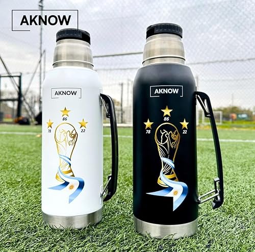 Miniatura 4 de Thermo Argentino Copa del Mundo Botella de acero inoxidable con Bandera Argentina 1LT (negro)
