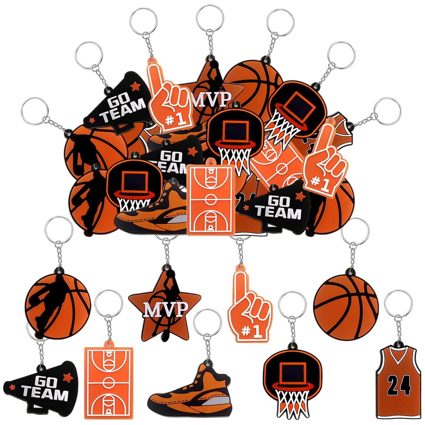MEIYIFAN 36 pezzi di basket portachiavi, portachiavi sportivi per i regali di borsa partito Sport Party Favors Kid School Sport Reward