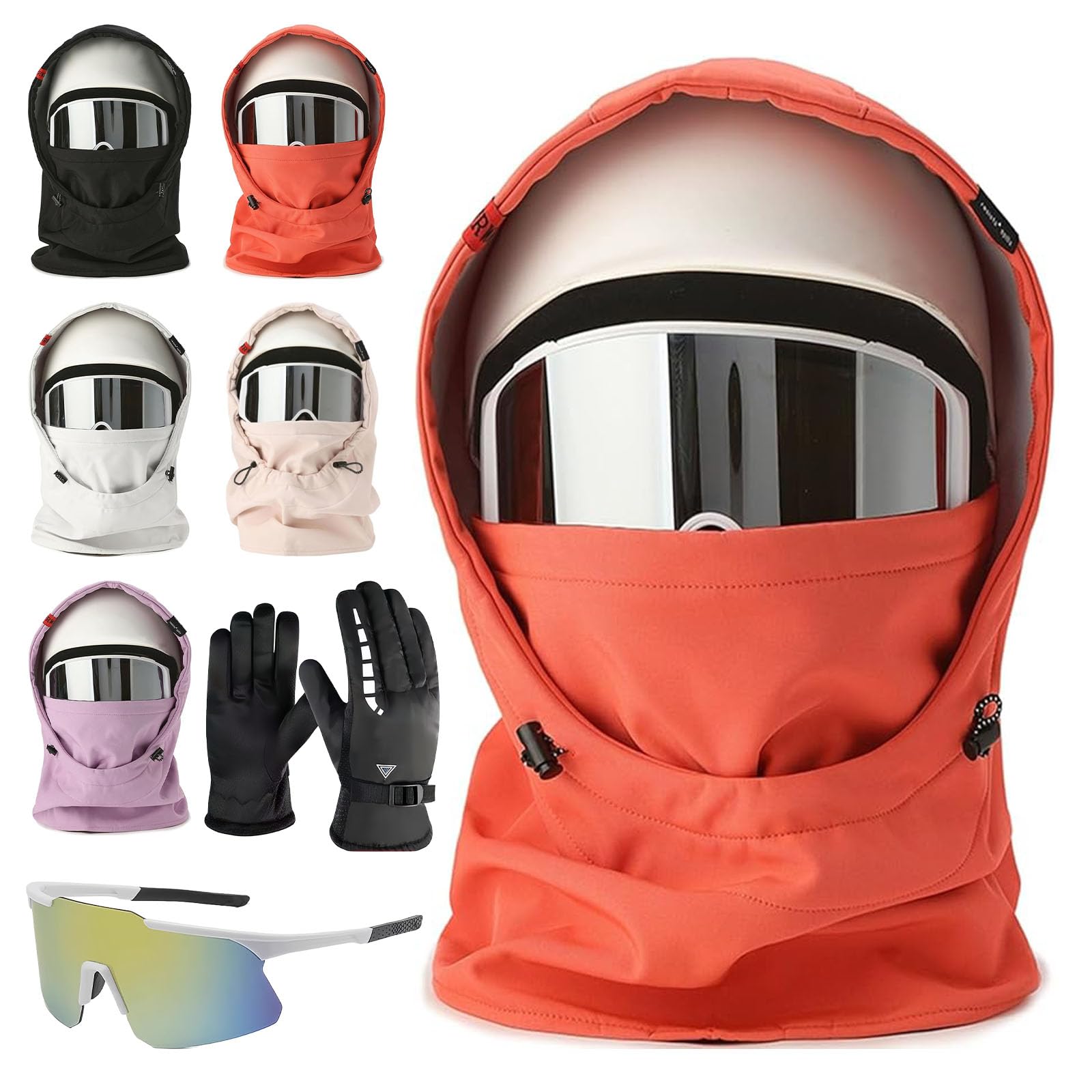 Generisch Waterproof Fleece-Lined Hood, Warm Ski Helmet Cover, Winter Windproof Balaclava Ski Face Mask, Keep Head, Neck Warm