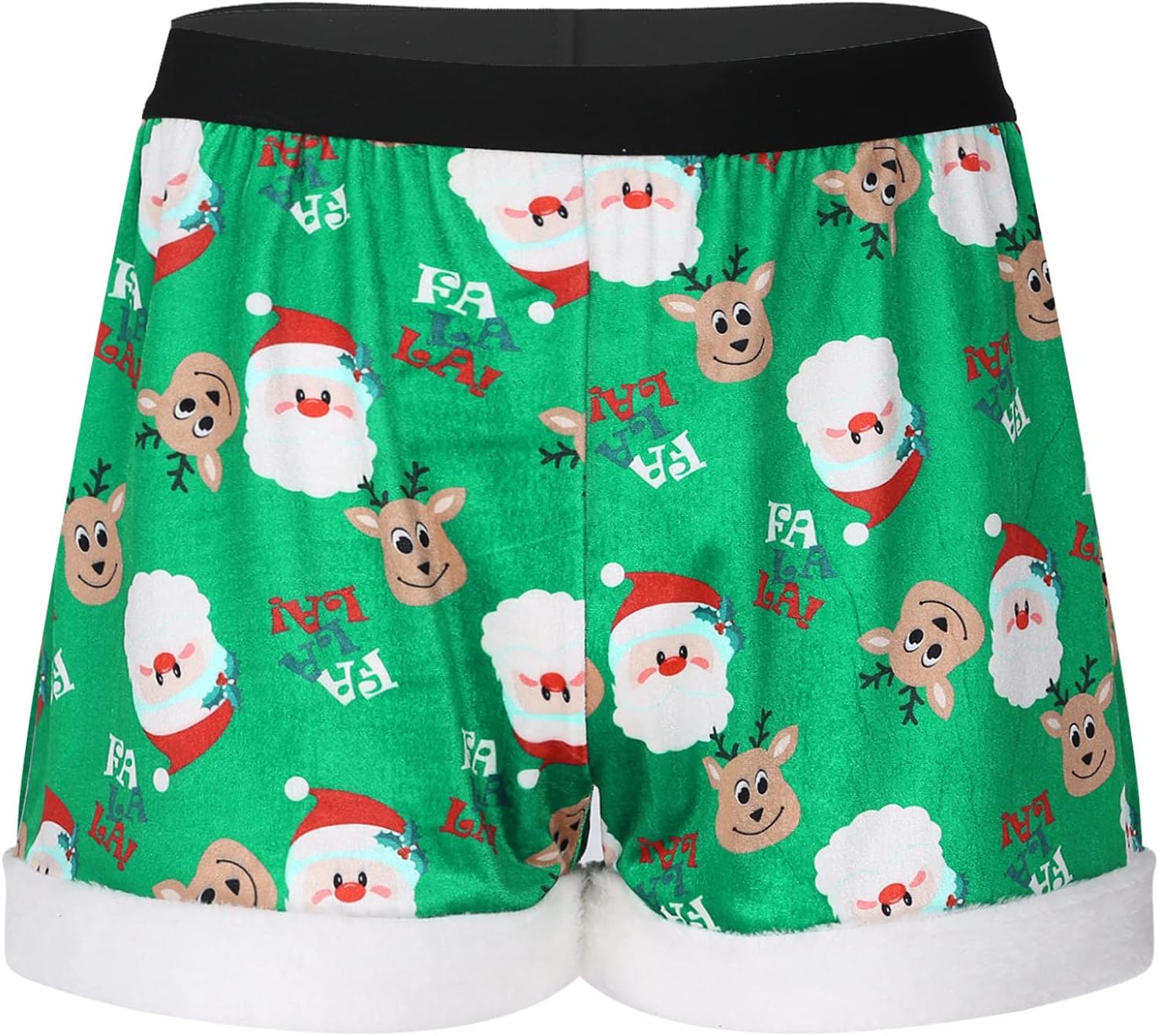Mufeng Men's Christmas Holiday Boxer Brief Underwear Santa Claus Deer Printed Soft Velvet Boxer Shorts Jockstraps