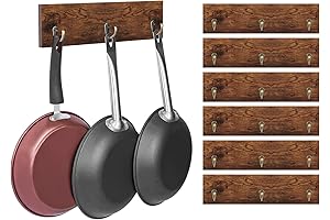 Retro Pot Organizer - 6-Pack Hanging Rack with Hooks for Kitchen Storage
