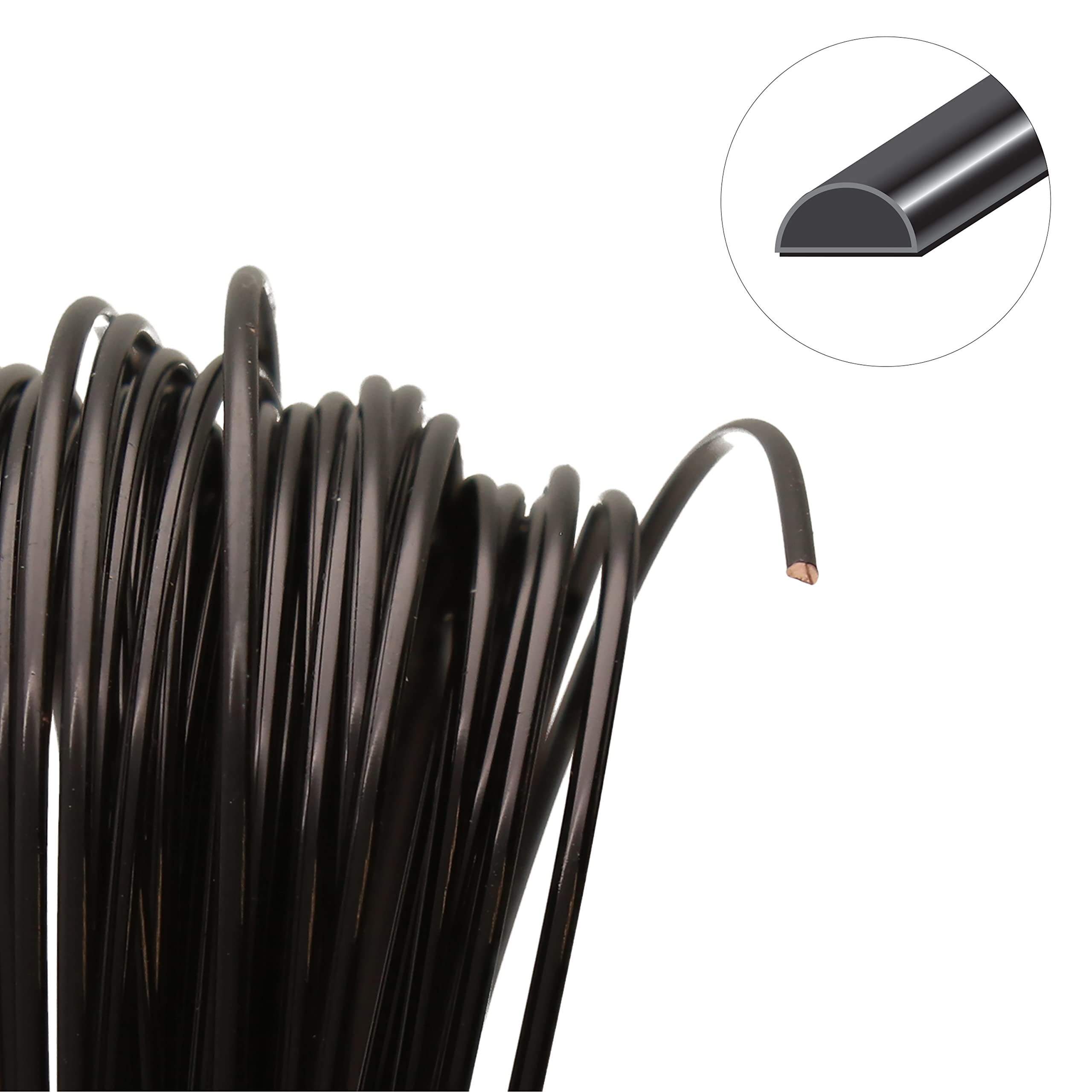 The Beadsmith Halbrunder Basteldraht – Drahtelemente – mittlere Temperatur – 18 Gauge, 7 Yard Spule – schwarze Farbe