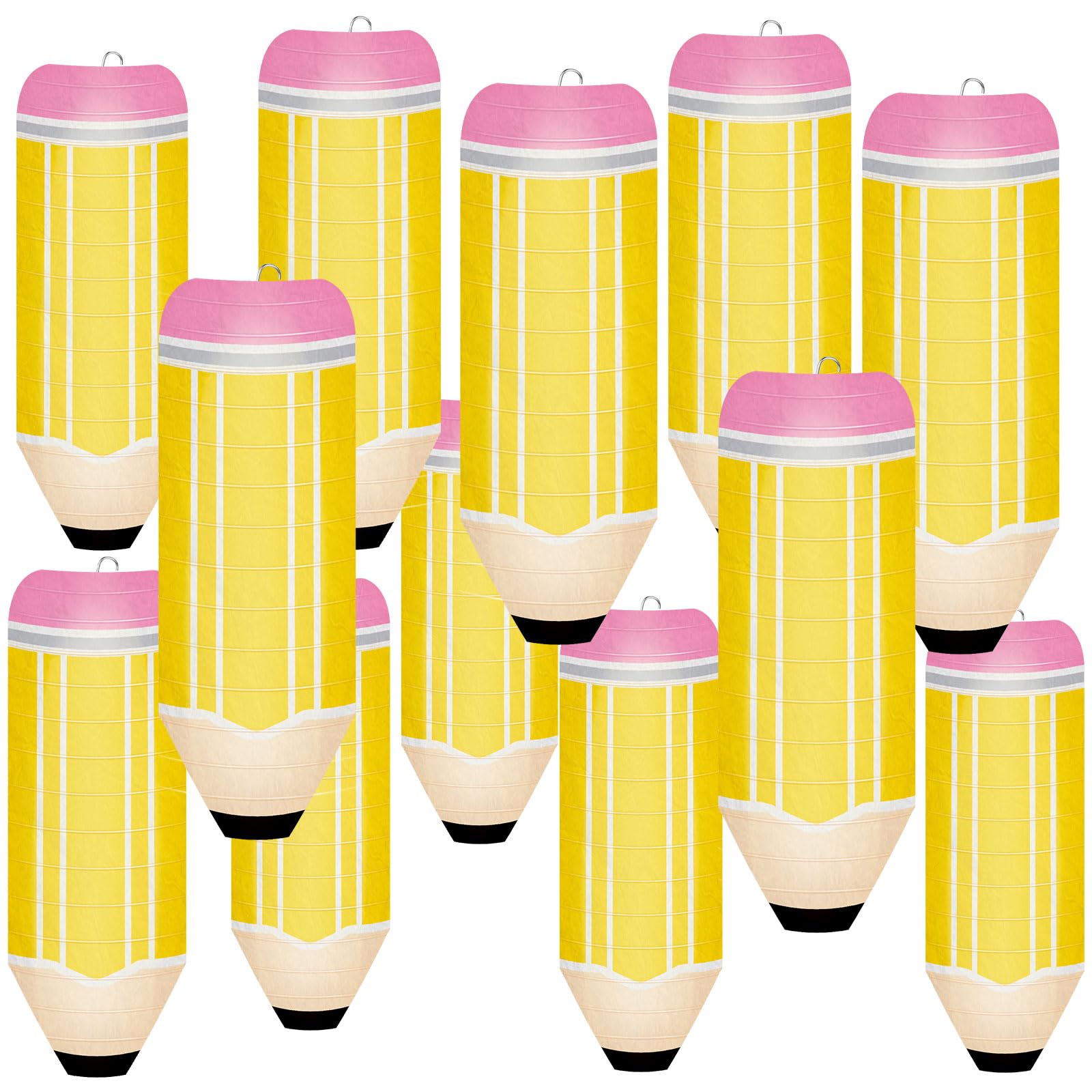 12 Pcs Pencil Hanging Paper Lanterns Colorful Back to School Lanterns for Back to School First Day of School Classroom Decor Supplies