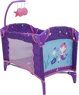 509Crew Mermaid Dream n Fun Doll Play Yard - Pretend Play Pack n Play with Mobile, Canopy & Pockets, Folds for Travel, Ages 3+