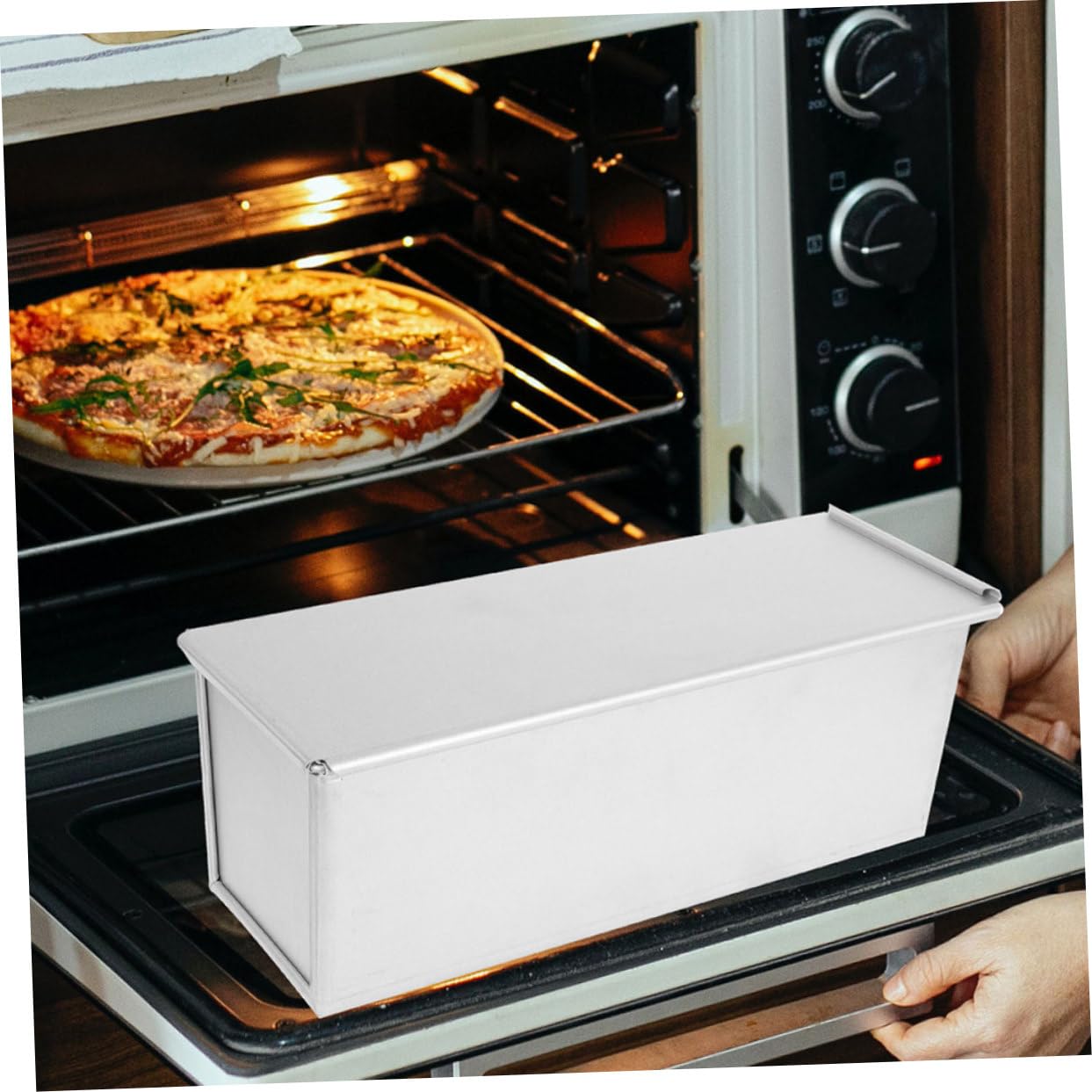 Kastenform mit Deckel aus Aluminiumlegierung Große Kapazität Antihaft und Gleichmäßige Wärmeverteilung zum Backen von Toastbrot im Alltag
