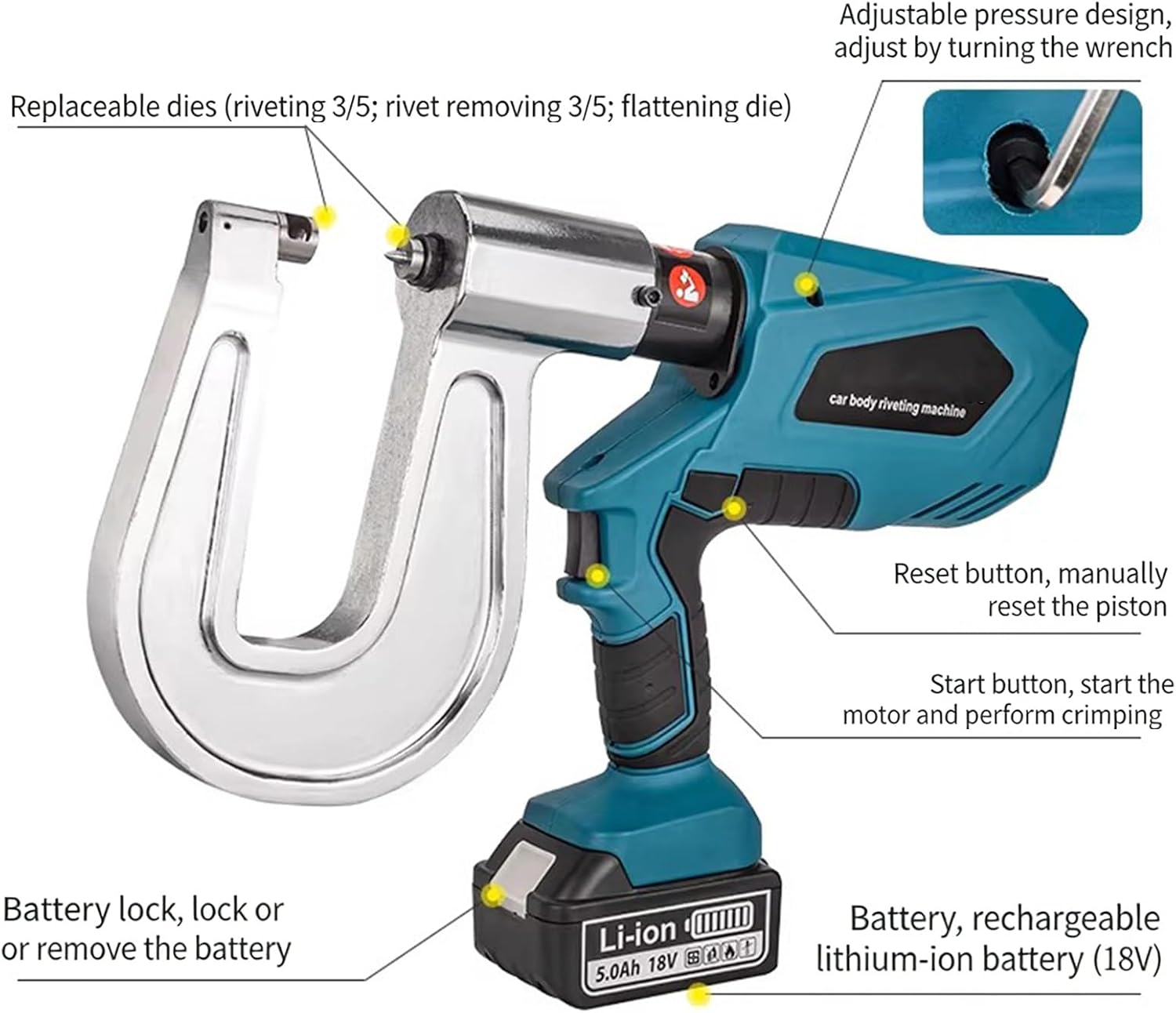 Aluminum Body Riveting Machine, Rivet Gun, PressureAdjustable,Self Piercing Rivet Gun (YD-150 Riveting Gun)