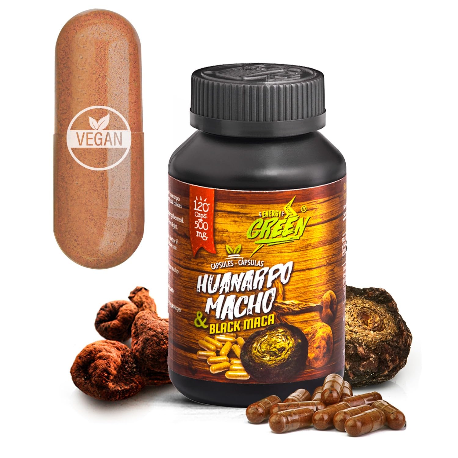 Black Maca Root and Huanarpo Macho Capsules l 100% Natural Energizer and Booster l Immune Support for Men (1500mg per Serving) l Male Health supplenent l Amazon Andes