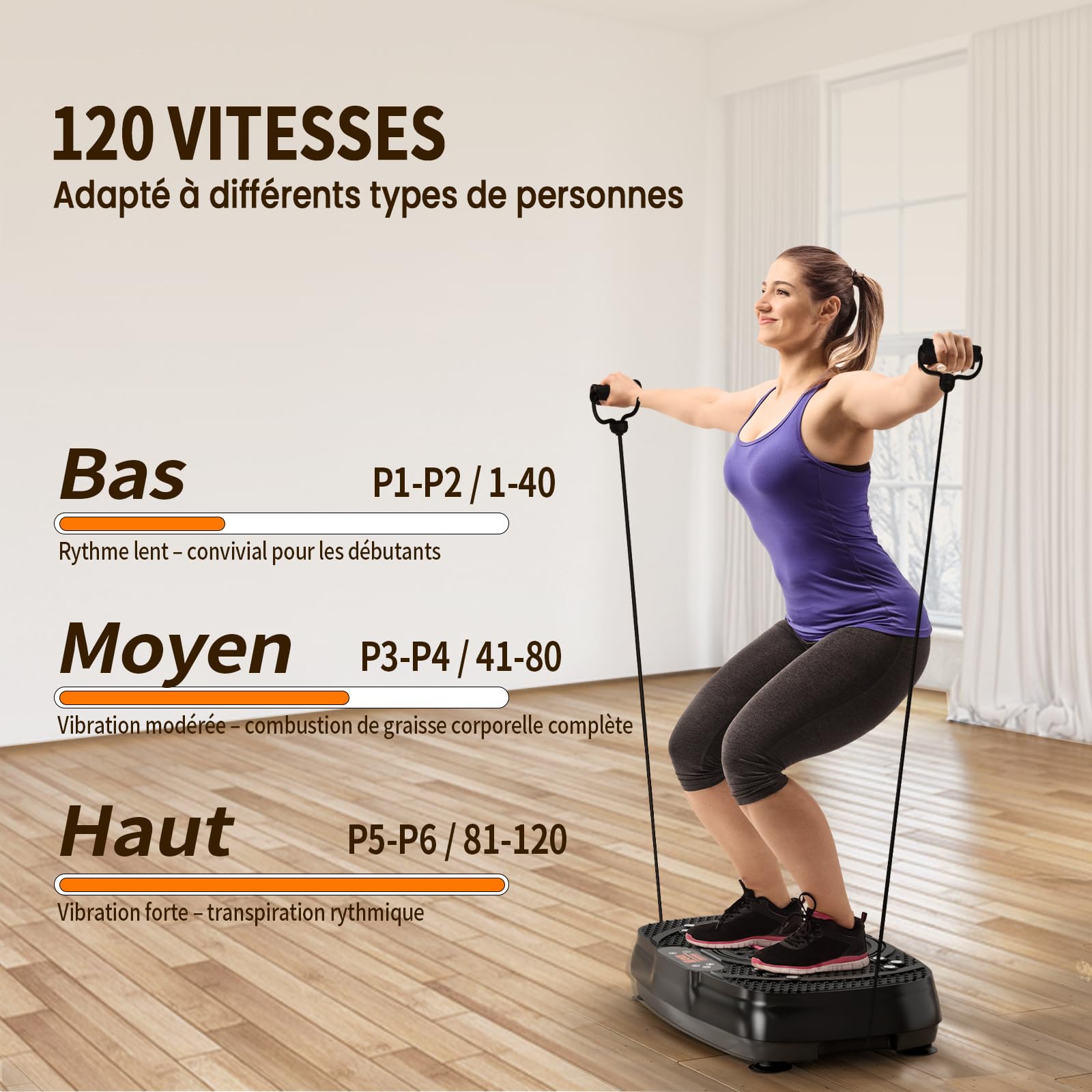 TISSCARE Plateforme Vibrante,Plaque Vibrante Fitness pour maigrir,120 Vitesses, capacité de Charge de 400lbs, appareils de Fitness brûle-Graisses et Sculptant Le Corps pour Hommes et Femmes.