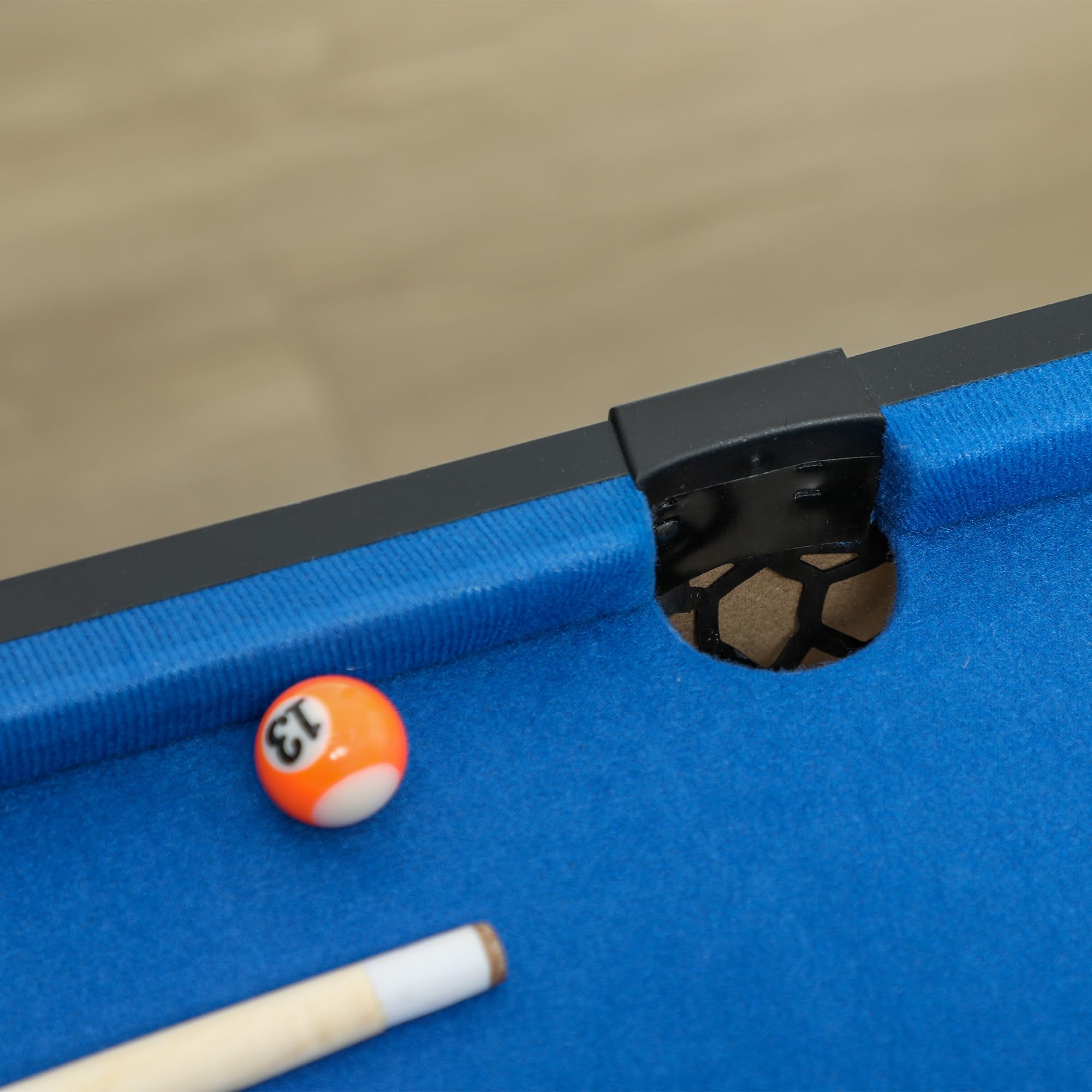 SPORTNOW Multigame stół do gry 5 w 1 z tenisem stołowym, bilardem, hokejem, koszykówką, łucznictwem, stół z akcesoriami, wielofunkcyjny stół dla dorosłych, 91 x 45,5 x 76 cm, czarny + niebieski